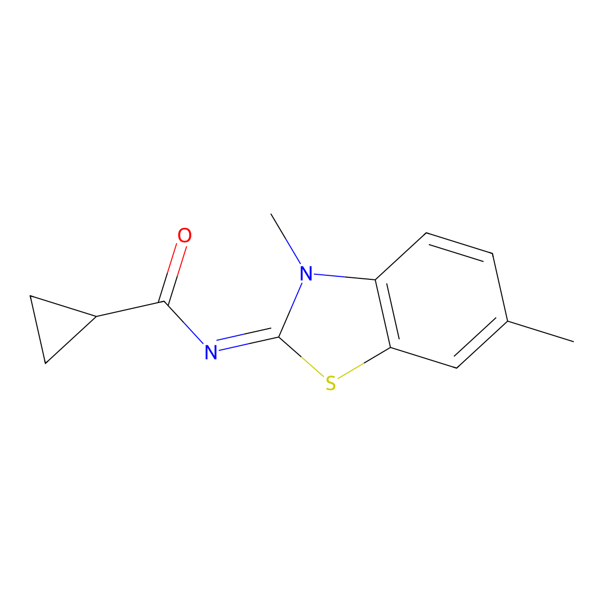 N-(3,6-dimethyl-1,3-benzothiazol-2-ylidene)cyclopropanecarboxamide molecular structure, CAS 326025-23-4