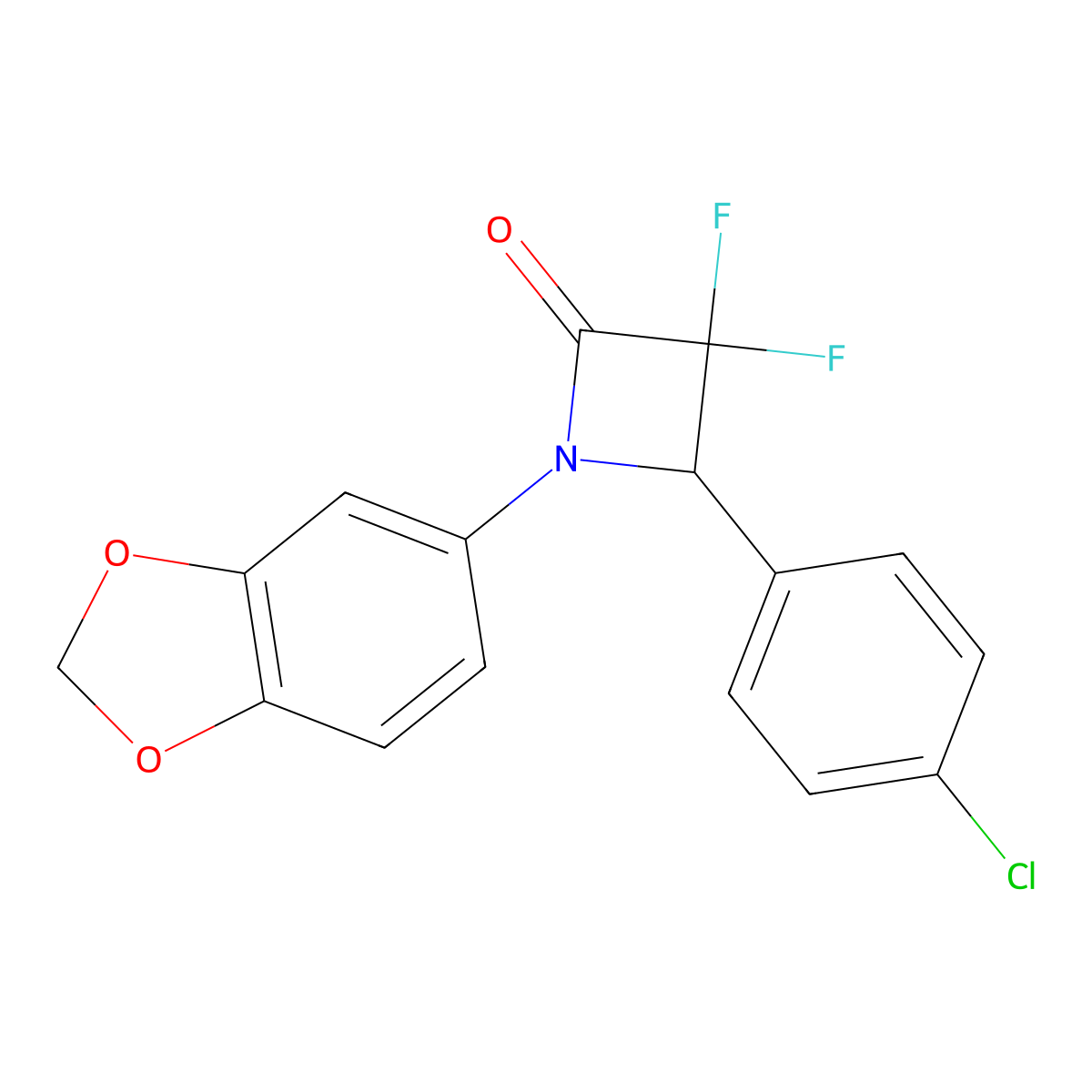 1-(1,3-Dioxaindan-5-yl)-4-(4-chlorophenyl)-3,3-difluoroazetidin-2-one molecular structure, CAS 326025-71-2