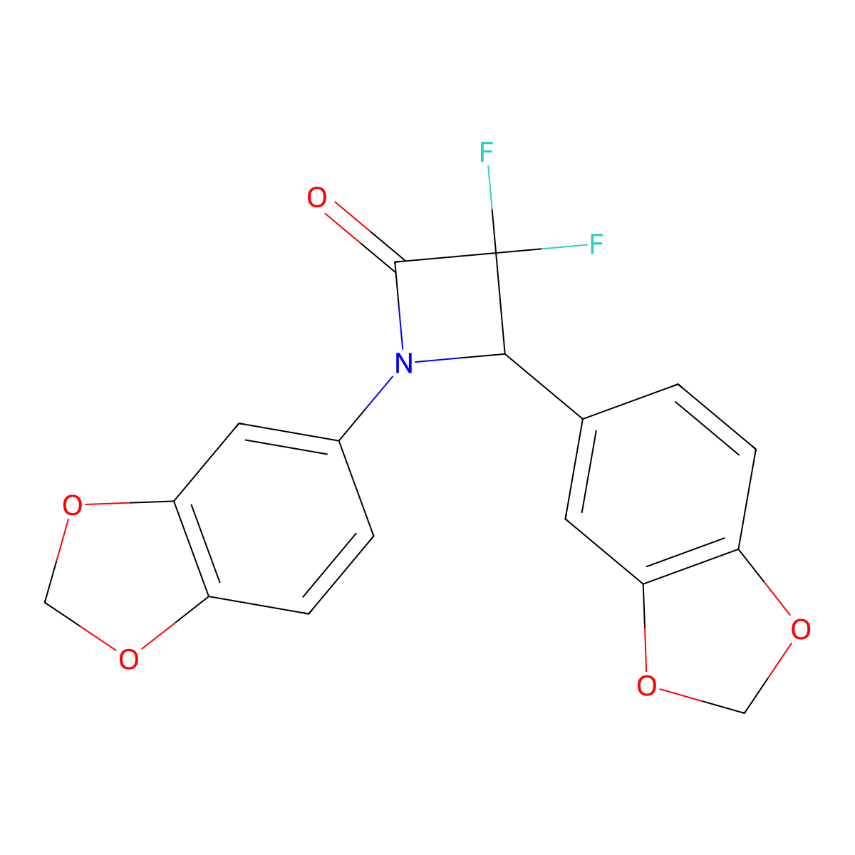 1,4-Bis(1,3-benzodioxol-5-yl)-3,3-difluoroazetidin-2-one molecular structure, CAS 326025-73-4