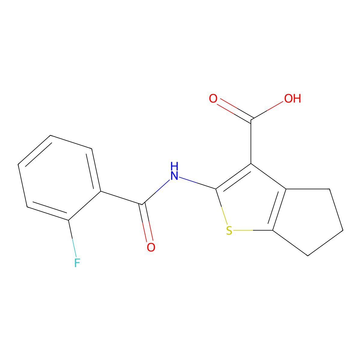 2-[(2-fluorobenzoyl)amino]-5,6-dihydro-4H-cyclopenta[b]thiophene-3-carboxylic acid molecular structure, CAS 326026-84-0