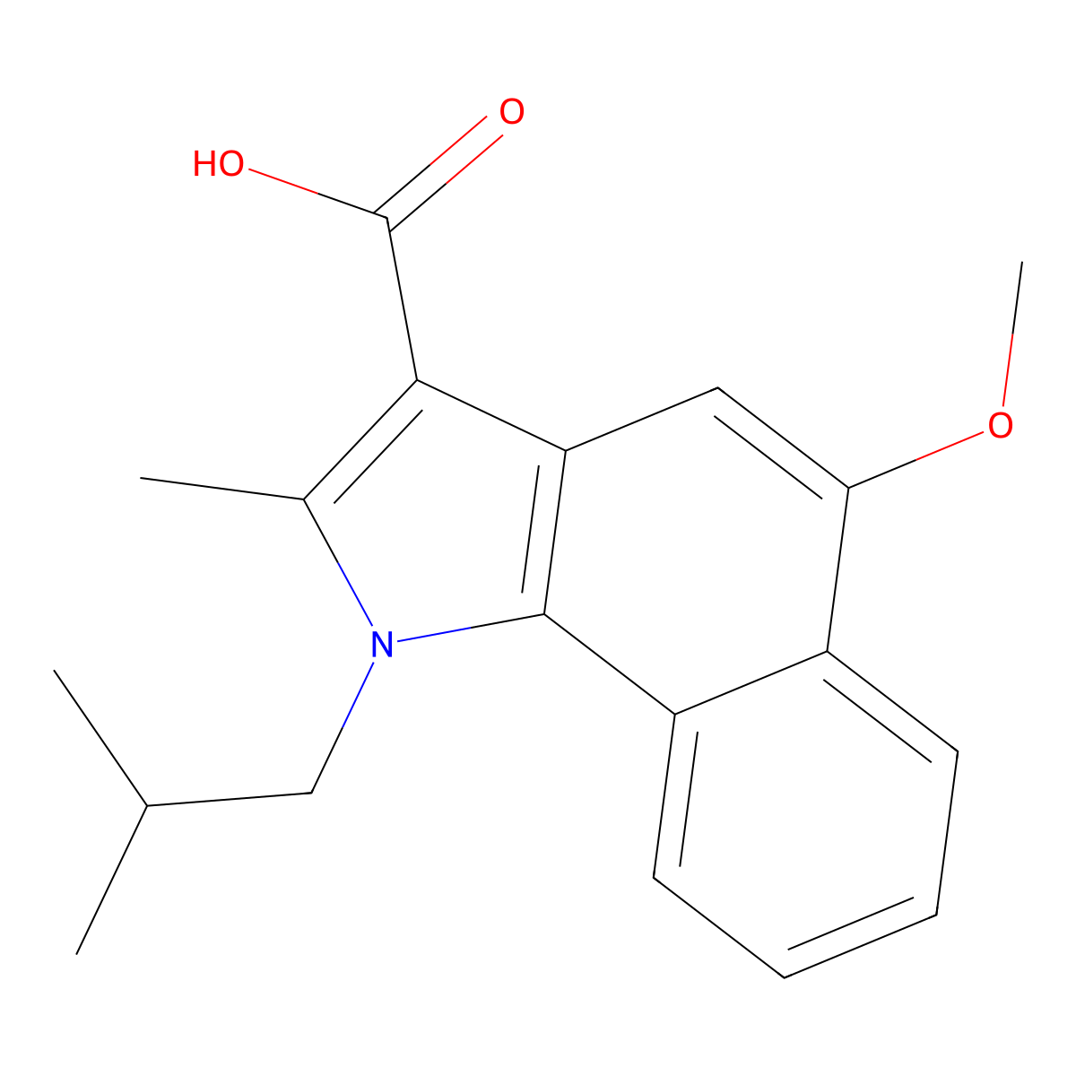 1-Isobutyl-5-methoxy-2-methyl-1H-benzo[g]indole-3-carboxylic acid molecular structure, CAS 326026-85-1