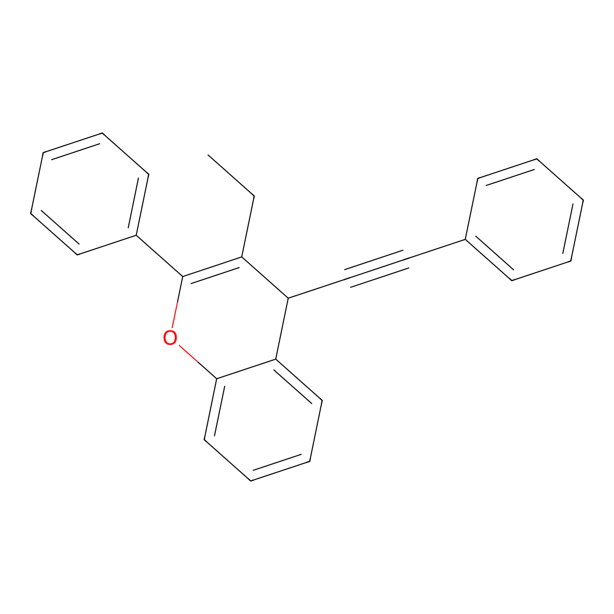 3-ethyl-2-phenyl-4-(2-phenylethynyl)-4H-chromene molecular structure, CAS 326029-44-1