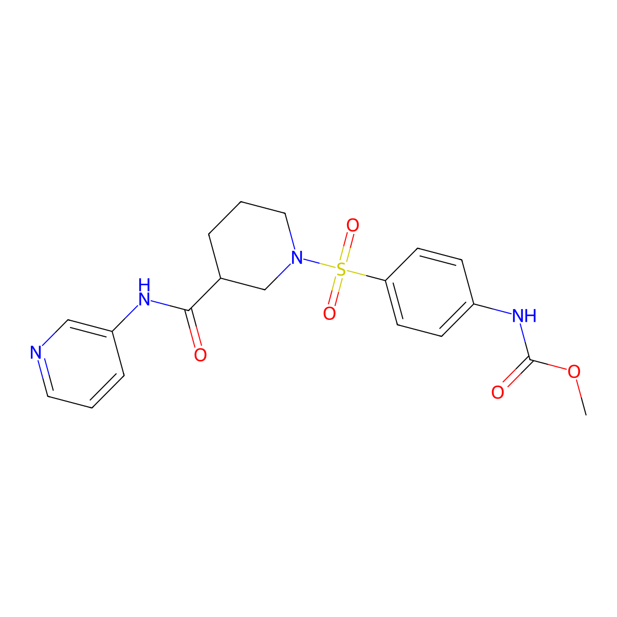 Methyl (4-((3-(pyridin-3-ylcarbamoyl)piperidin-1-yl)sulfonyl)phenyl)carbamate molecular structure, CAS 326032-68-2