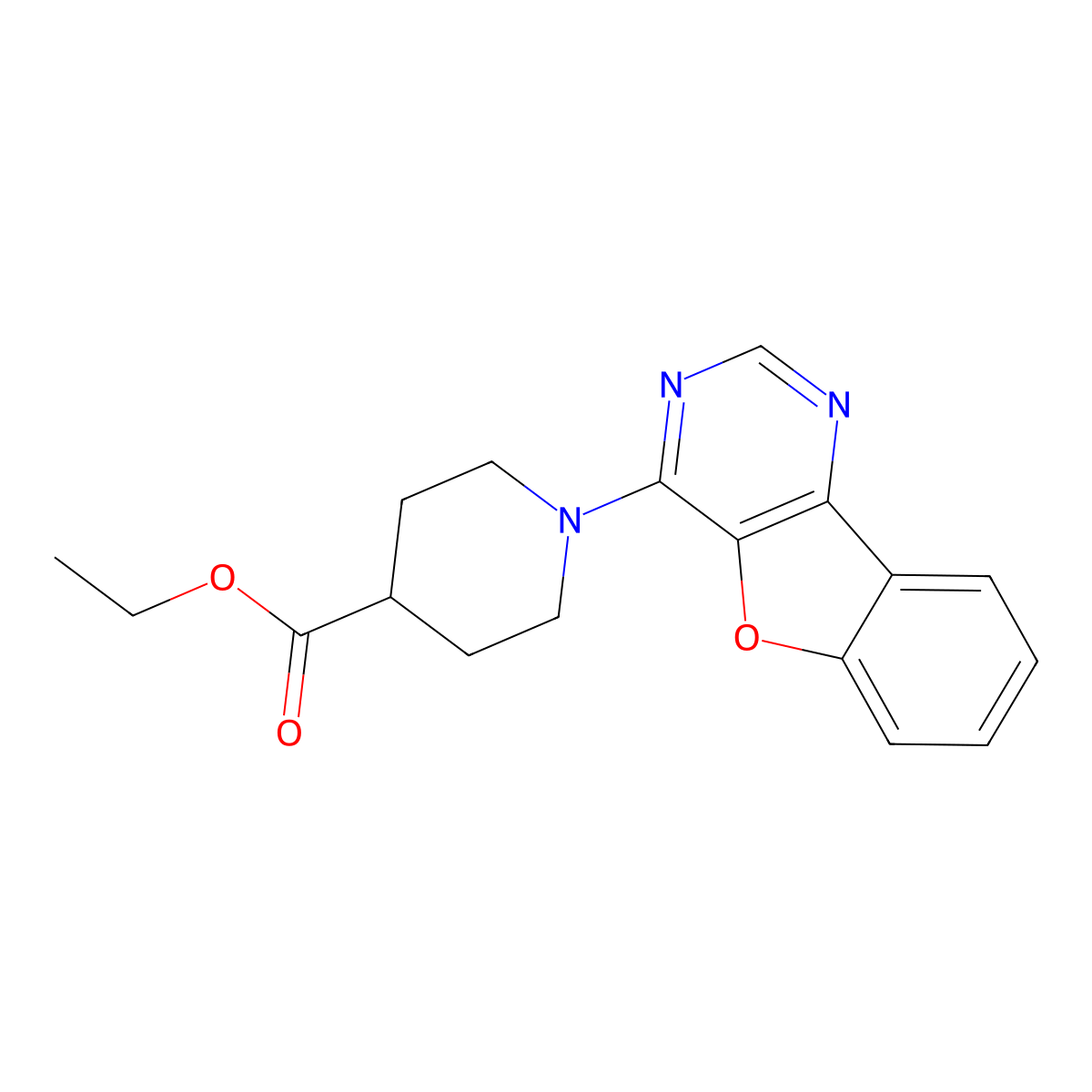 Ethyl 1-([1]benzofuro[3,2-d]pyrimidin-4-yl)piperidine-4-carboxylate molecular structure, CAS 326034-04-2