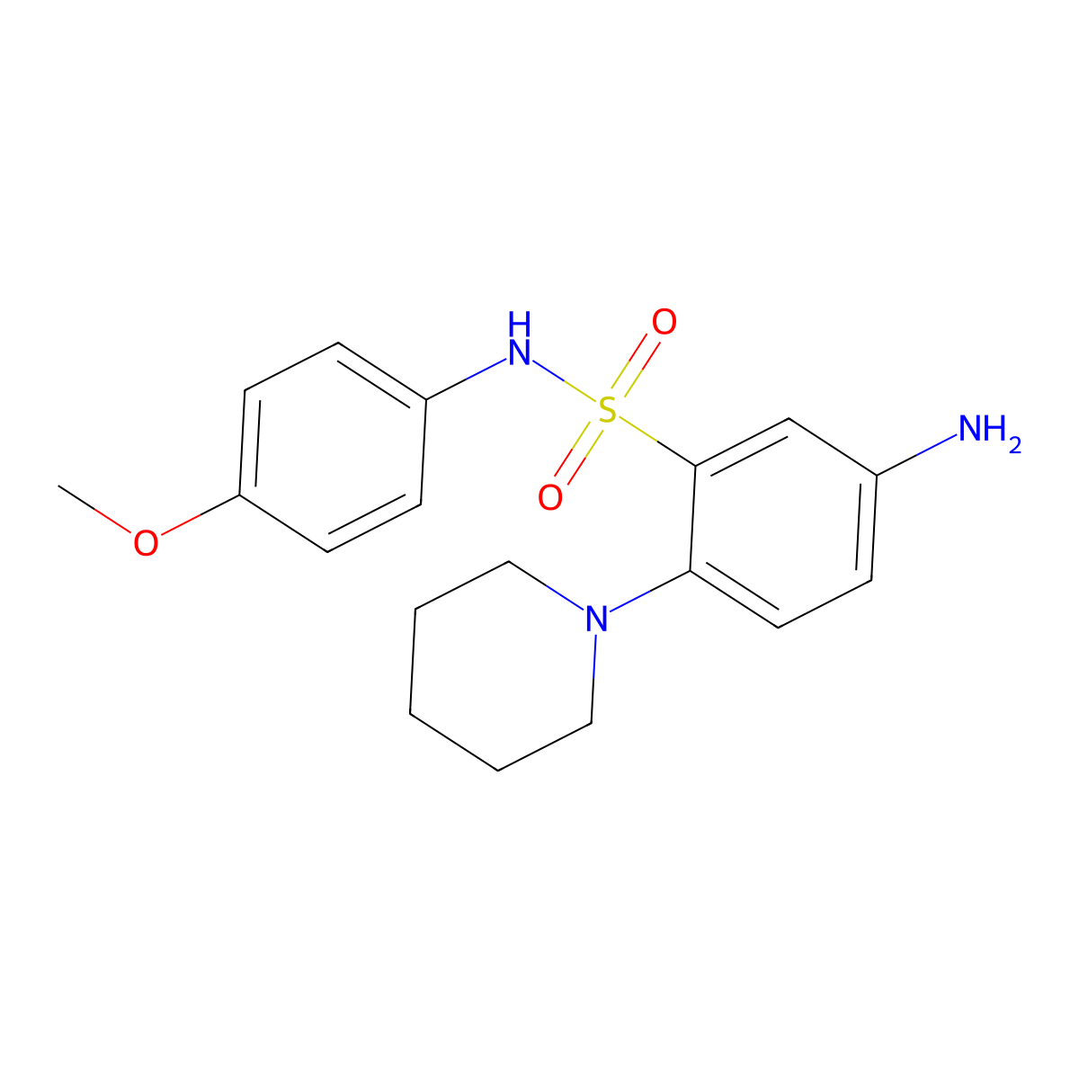 5-amino-N-(4-methoxyphenyl)-2-(piperidin-1-yl)benzene-1-sulfonamide molecular structure, CAS 326034-12-2