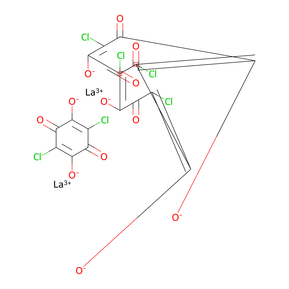 2,5-Cyclohexadiene-1,4-dione, 2,5-dichloro-3,6-dihydroxy-, lanthanum(3+) salt (3:2) molecular structure, CAS 32607-23-1