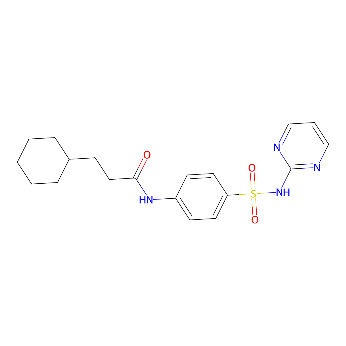 3-cyclohexyl-N-[4-(pyrimidin-2-ylsulfamoyl)phenyl]propanamide molecular structure, CAS 326090-41-9