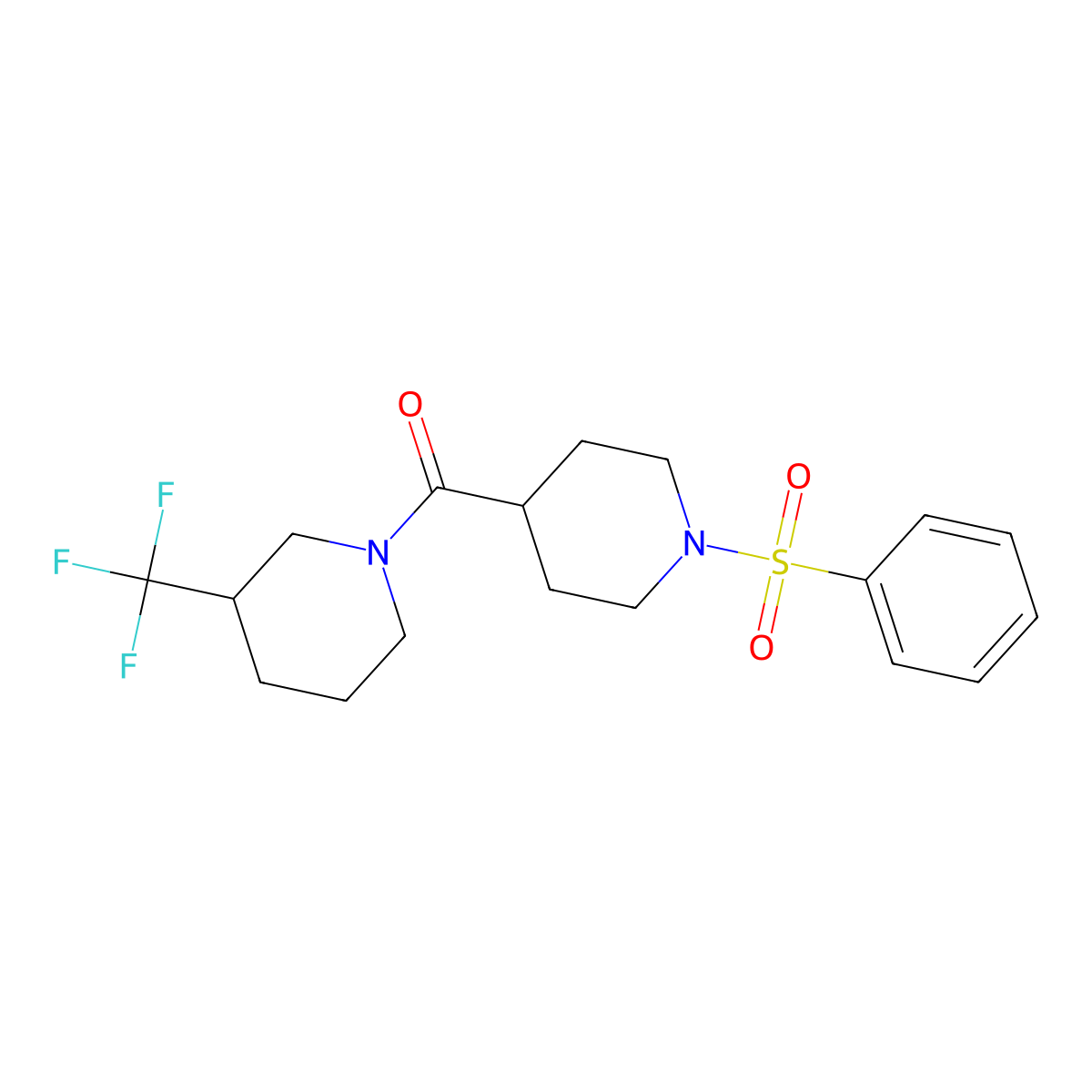 1-[1-(Benzenesulfonyl)piperidine-4-carbonyl]-3-(trifluoromethyl)piperidine molecular structure, CAS 326093-13-4