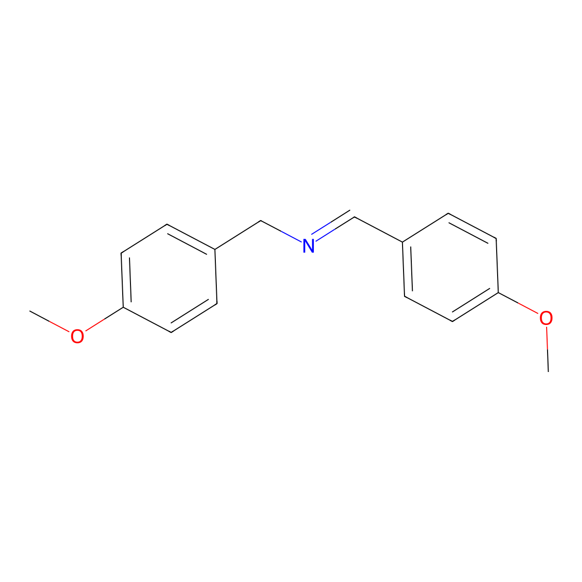 Benzylamine, p-methoxy-N-(p-methoxybenzylidene)- molecular structure, CAS 3261-60-7