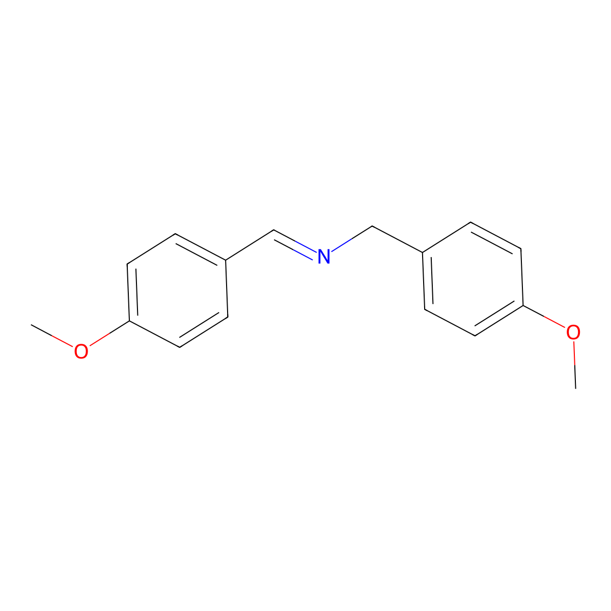 Benzylamine, p-methoxy-N-(p-methoxybenzylidene)- molecular structure, CAS 3261-60-7