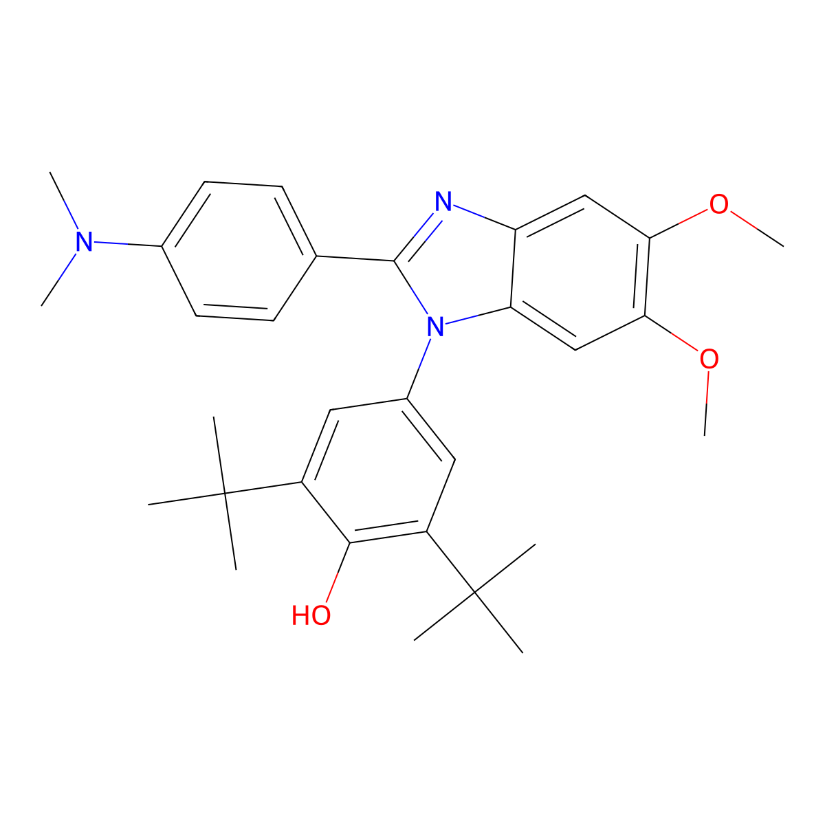 2,6-ditert-butyl-4-{2-[4-(dimethylamino)phenyl]-5,6-dimethoxy-1H-benzimidazol-1-yl}phenol molecular structure, CAS 326101-03-5