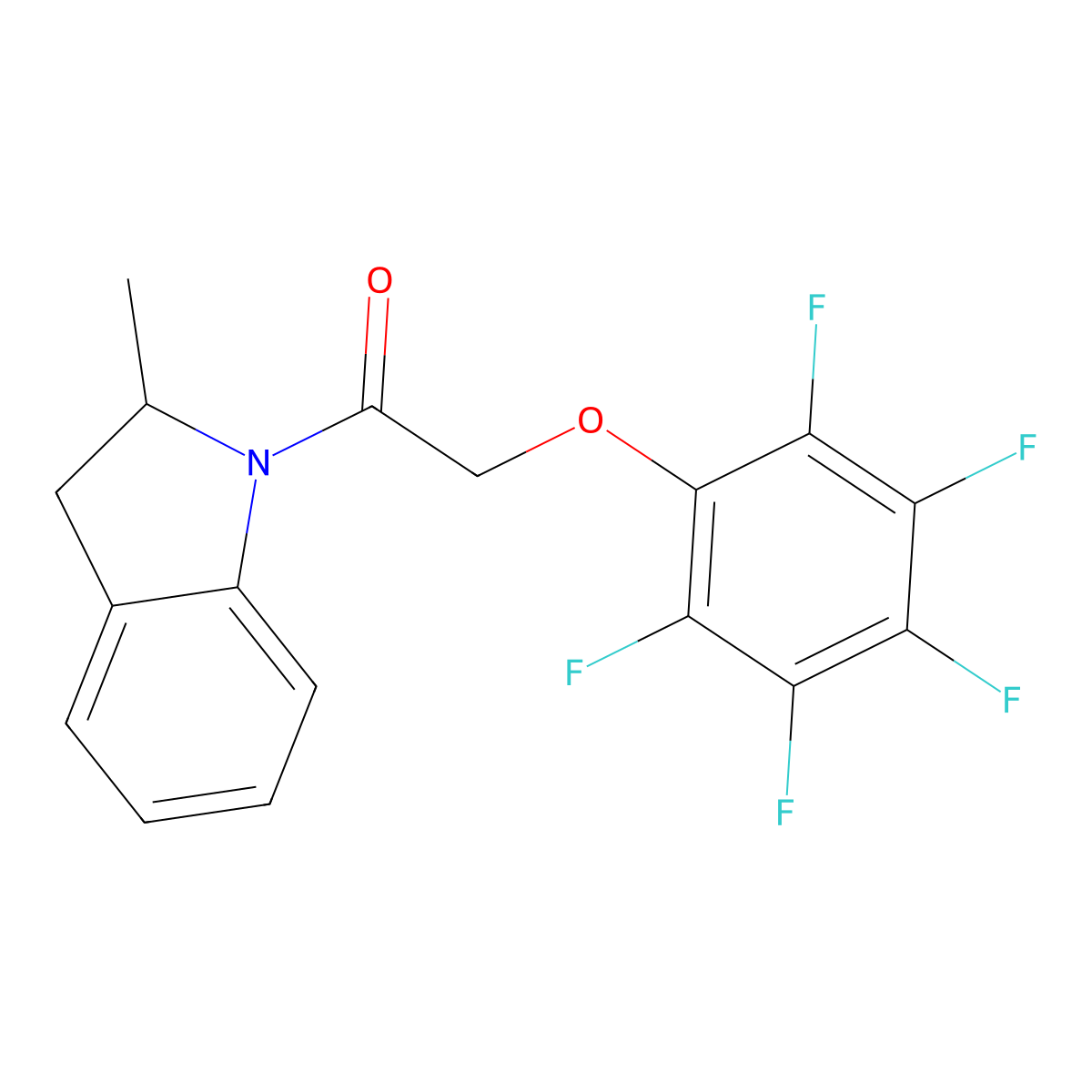 1-(2-methyl-2,3-dihydro-1H-indol-1-yl)-2-(2,3,4,5,6-pentafluorophenoxy)ethan-1-one molecular structure, CAS 326101-62-6