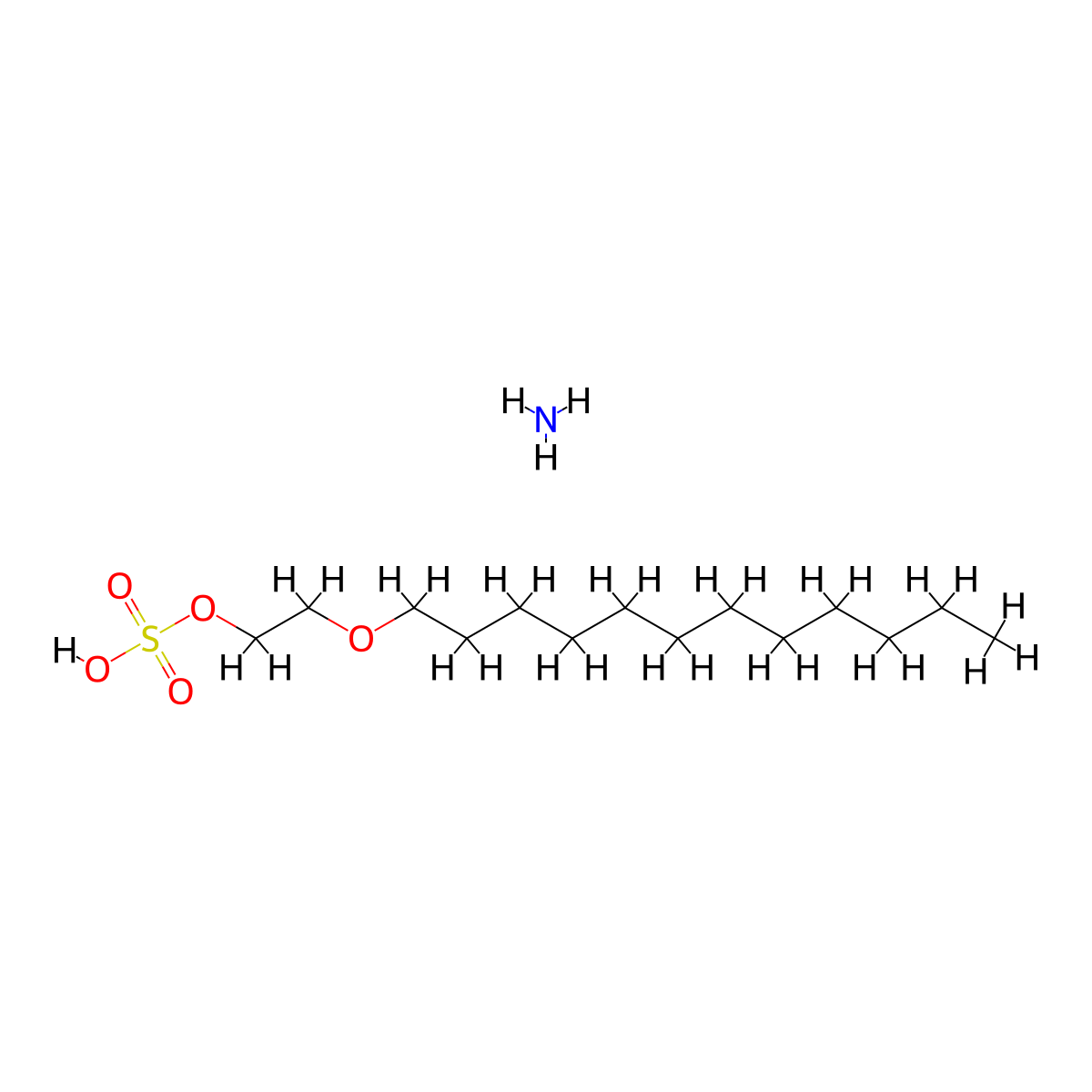 Ammonium Laureth Sulfate molecular structure, CAS 32612-48-9