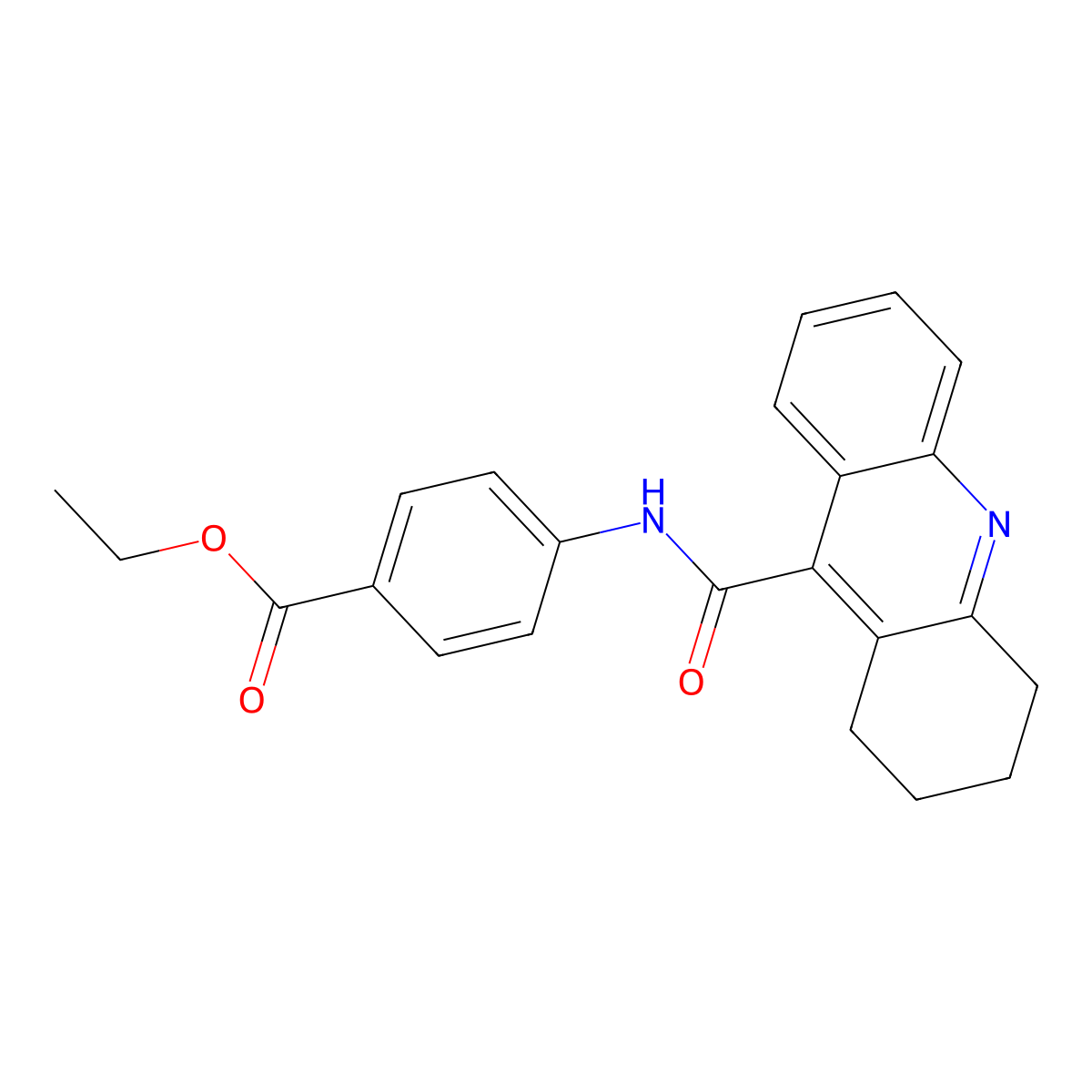 Ethyl 4-(1,2,3,4-tetrahydroacridine-9-carboxamido)benzoate molecular structure, CAS 326172-58-1