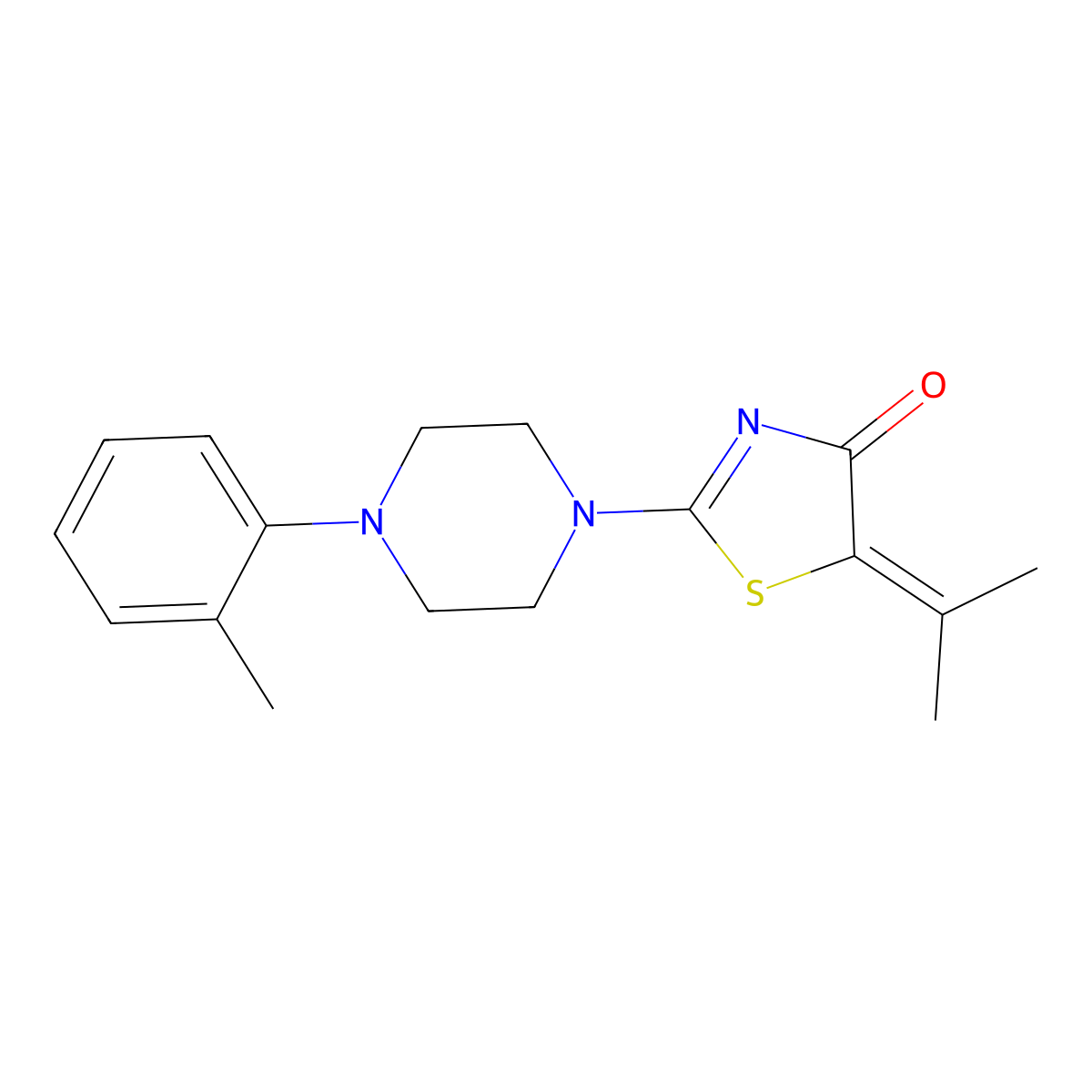 5-(propan-2-ylidene)-2-(4-(o-tolyl)piperazin-1-yl)thiazol-4(5H)-one molecular structure, CAS 326173-94-8