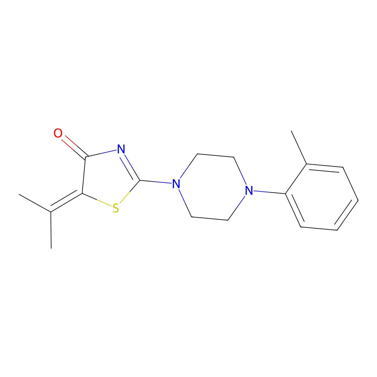 5-(propan-2-ylidene)-2-(4-(o-tolyl)piperazin-1-yl)thiazol-4(5H)-one molecular structure, CAS 326173-94-8