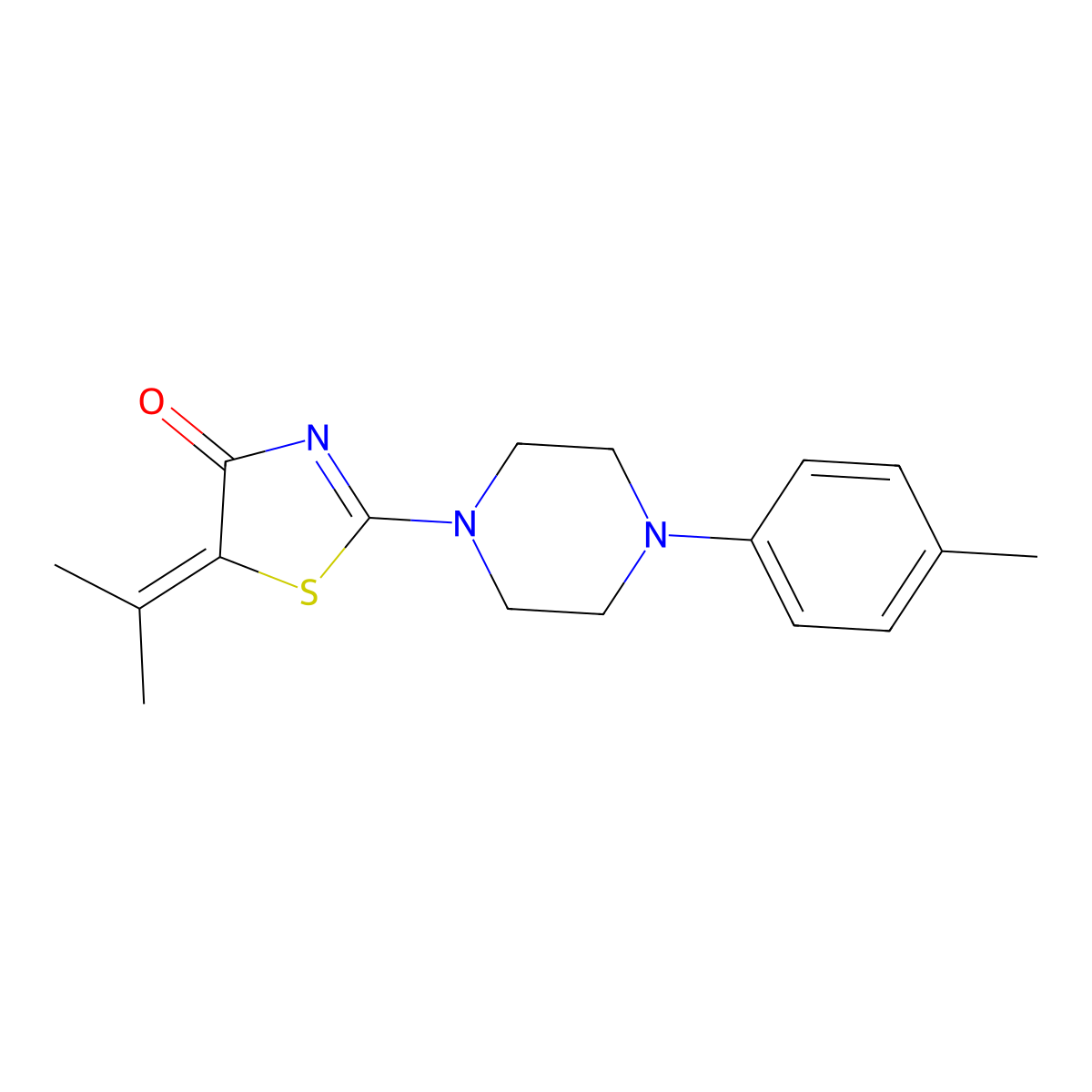 5-Isopropylidene-2-(4-p-tolyl-piperazin-1-yl)-thiazol-4-one molecular structure, CAS 326174-42-9