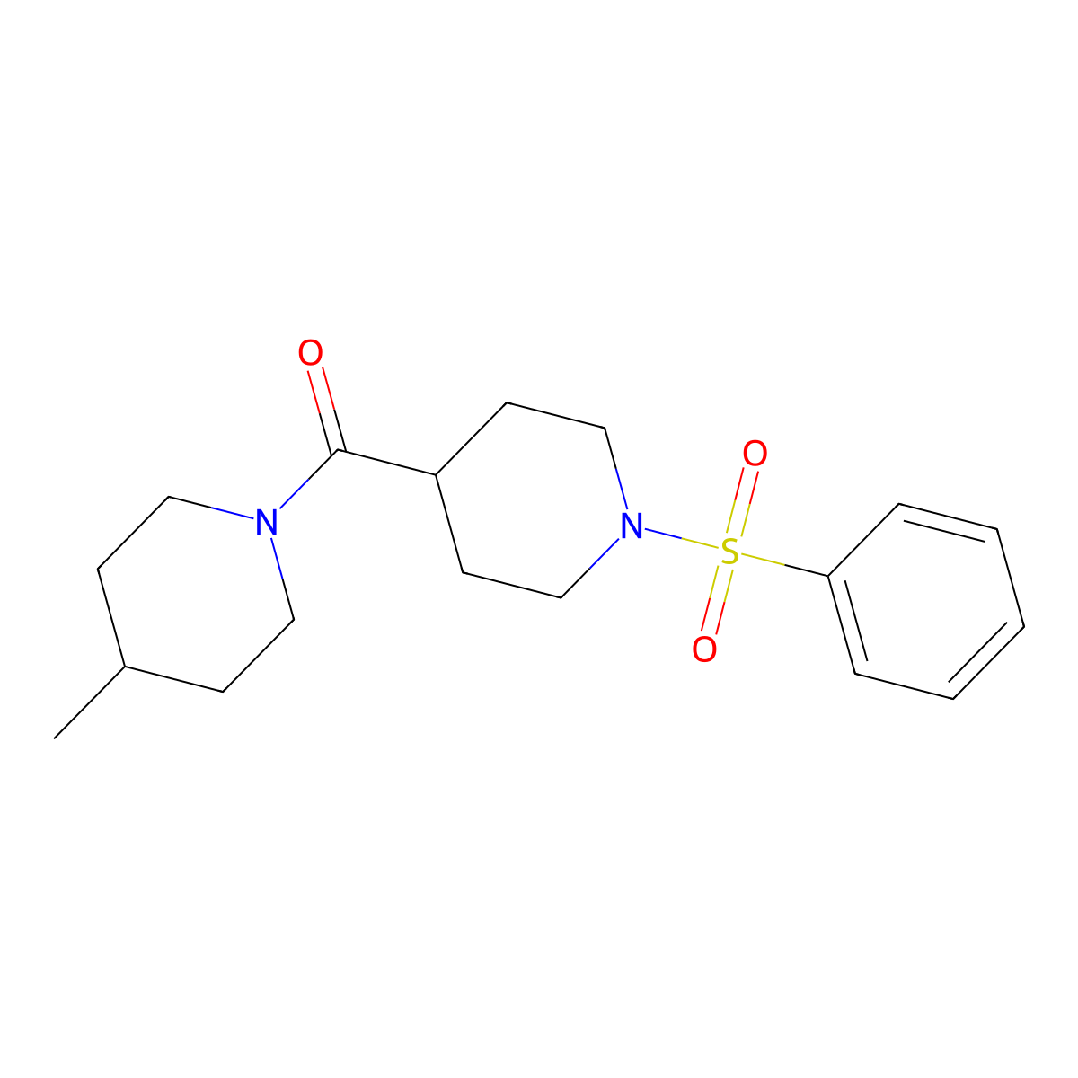 (4-Methylpiperidin-1-yl)(1-(phenylsulfonyl)piperidin-4-yl)methanone molecular structure, CAS 326176-87-8