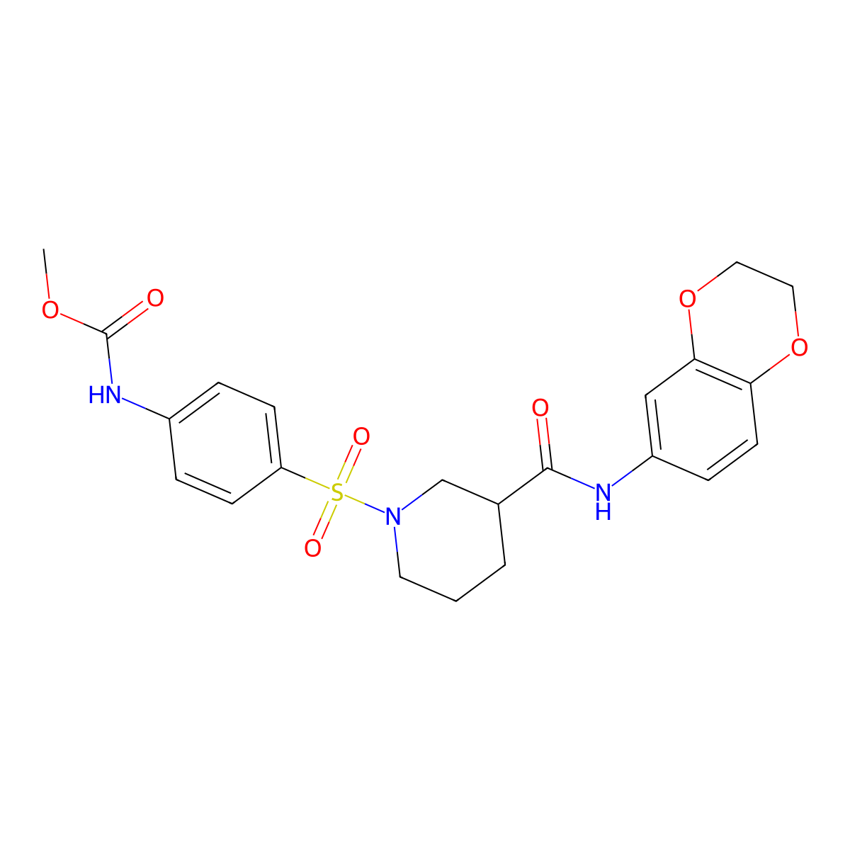 methyl N-[4-({3-[(2,3-dihydro-1,4-benzodioxin-6-yl)carbamoyl]piperidin-1-yl}sulfonyl)phenyl]carbamate molecular structure, CAS 326178-78-3
