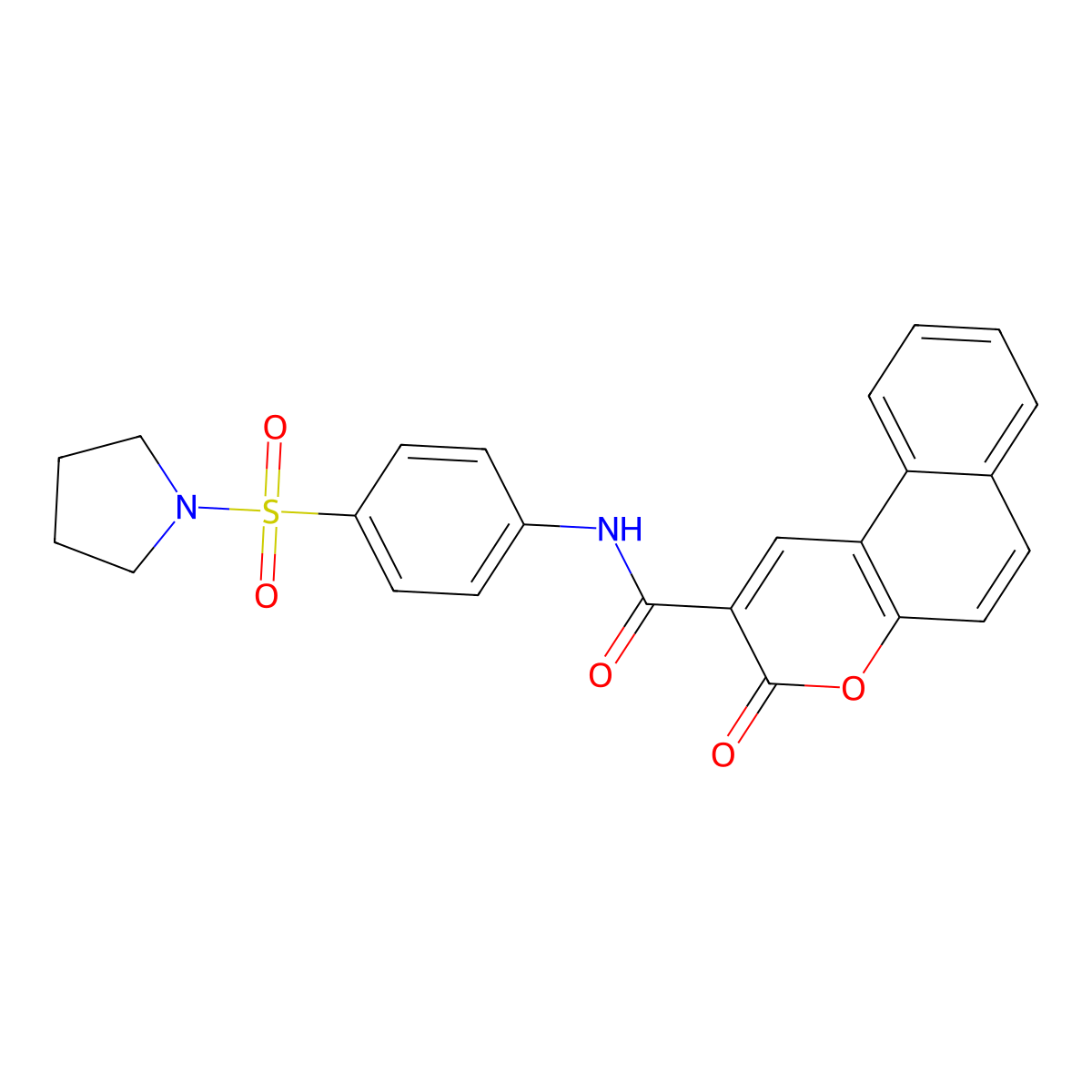 3-oxo-N-[4-(pyrrolidine-1-sulfonyl)phenyl]-3H-benzo[f]chromene-2-carboxamide molecular structure, CAS 326179-13-9