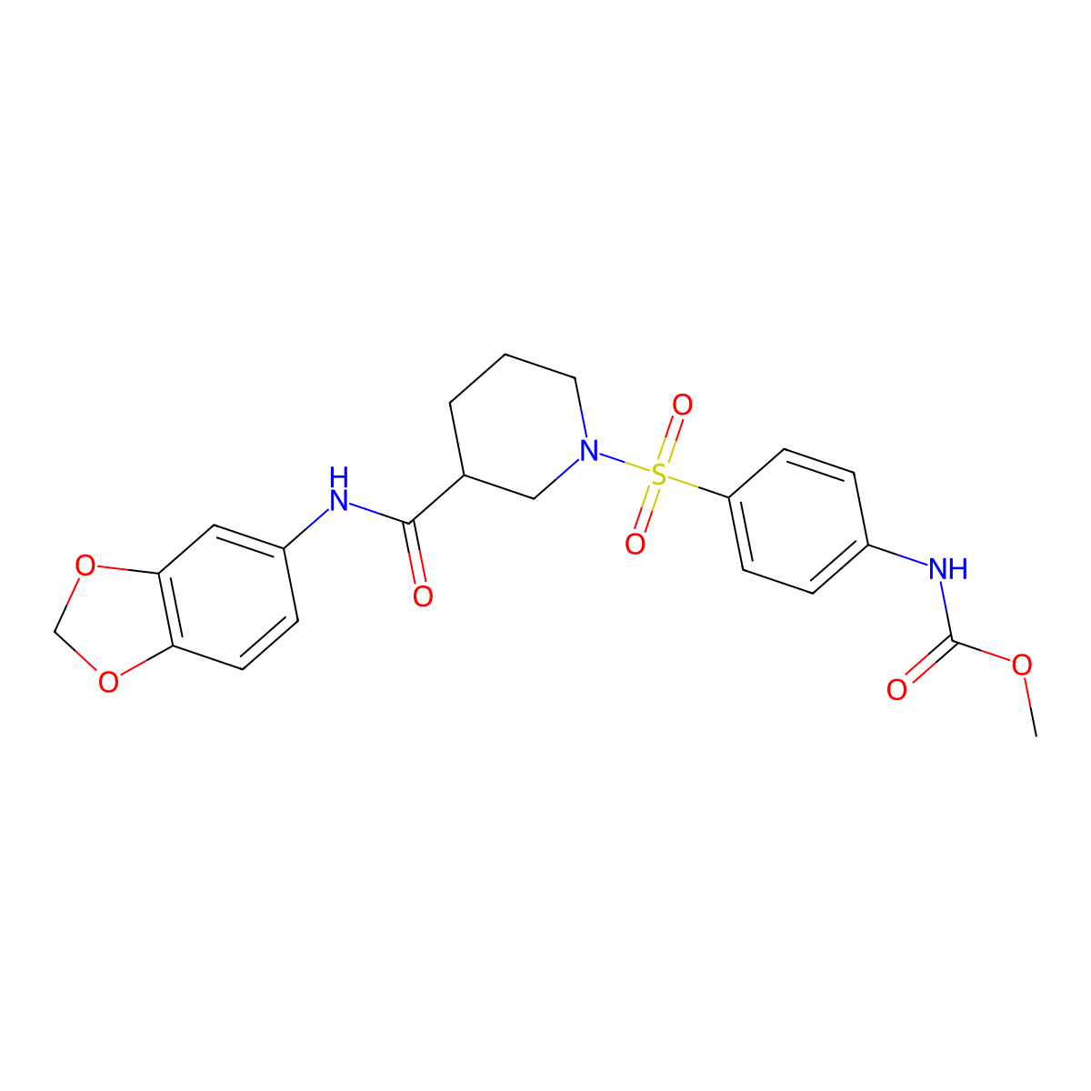 methyl N-[4-[3-(1,3-benzodioxol-5-ylcarbamoyl)piperidin-1-yl]sulfonylphenyl]carbamate molecular structure, CAS 326179-40-2