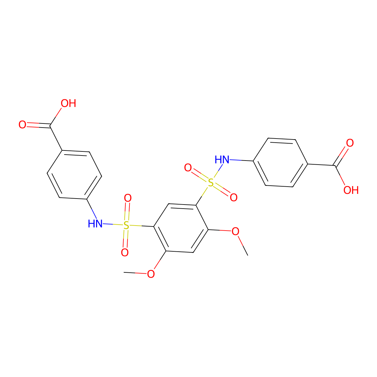 4-{5-[(4-Carboxyphenyl)sulfamoyl]-2,4-dimethoxybenzenesulfonamido}benzoic acid molecular structure, CAS 326182-53-0