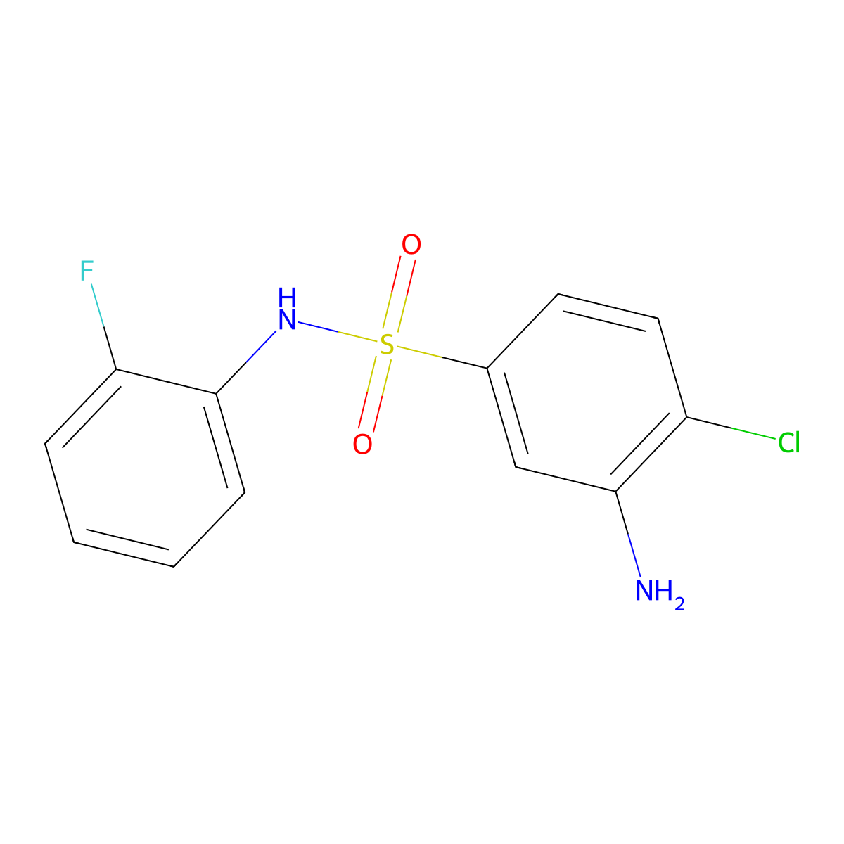3-Amino-4-chloro-N-(2-fluorophenyl)benzenesulfonamide molecular structure, CAS 326182-61-0