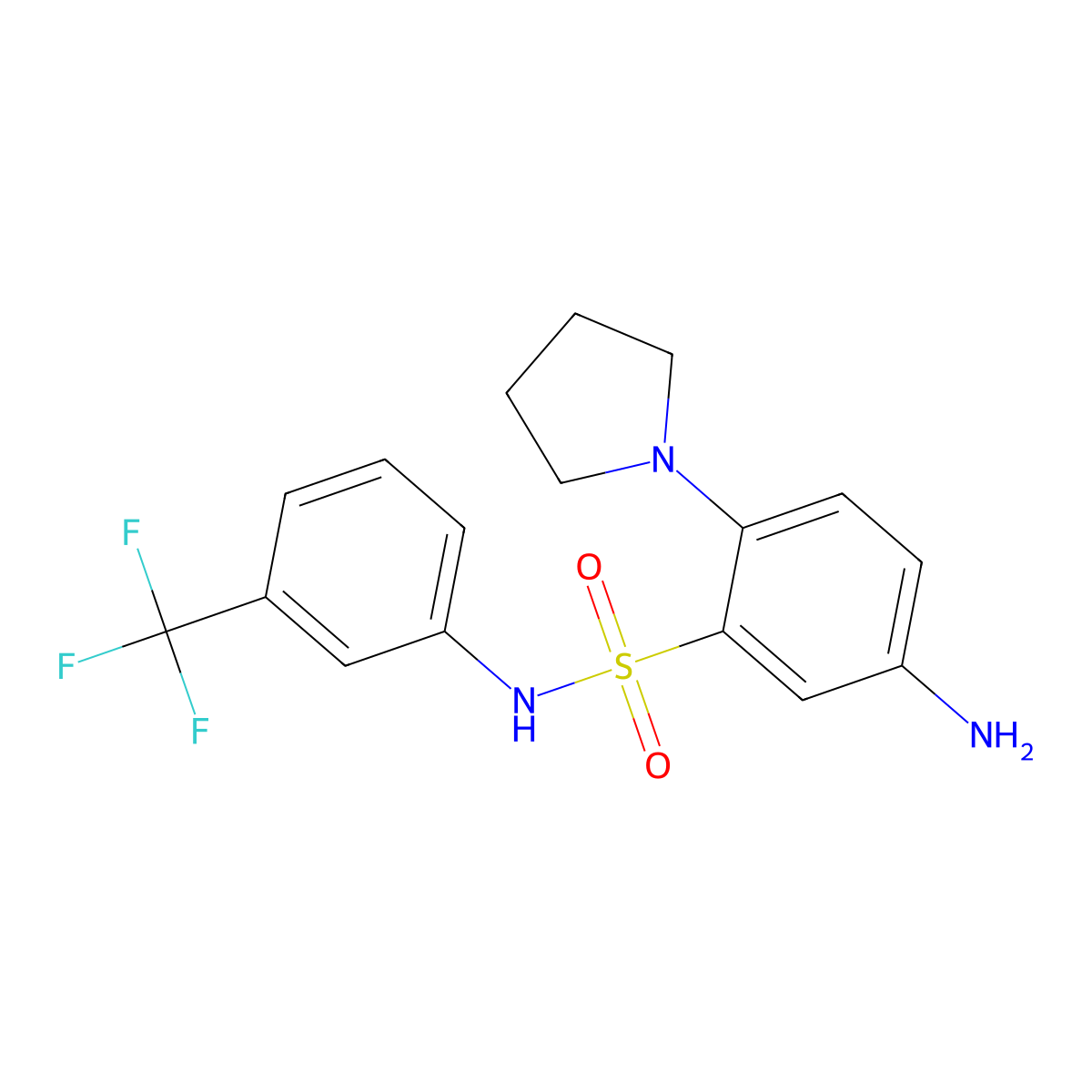 5-amino-2-(pyrrolidin-1-yl)-N-[3-(trifluoromethyl)phenyl]benzene-1-sulfonamide molecular structure, CAS 326182-65-4