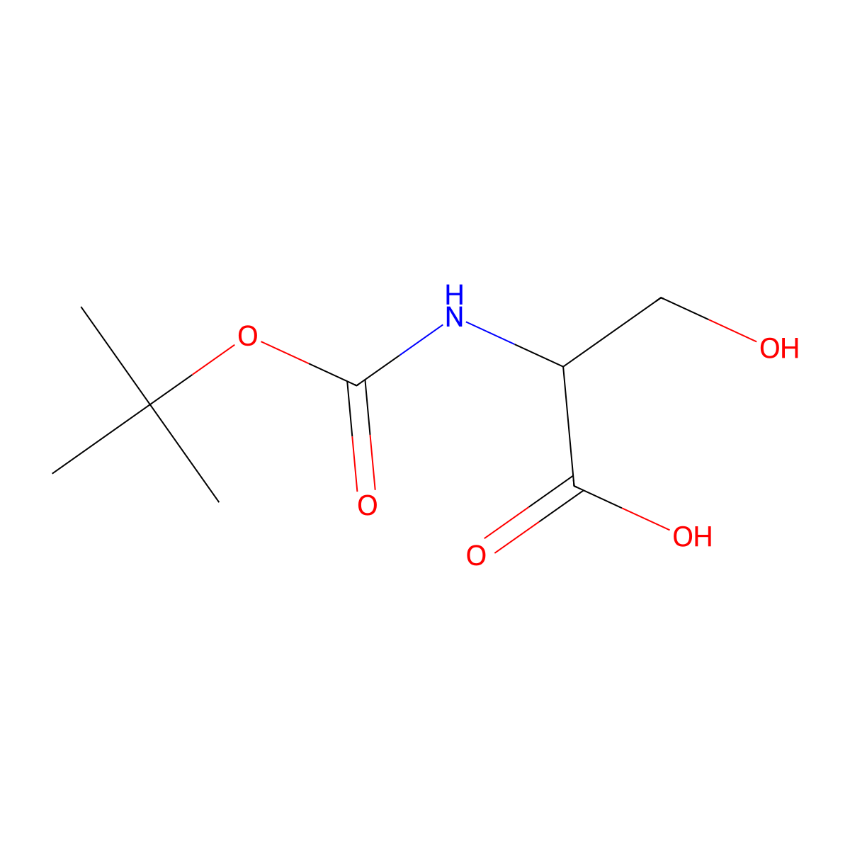 N-[tert-butoxycarbonyl]-L-serine molecular structure, CAS 3262-72-4