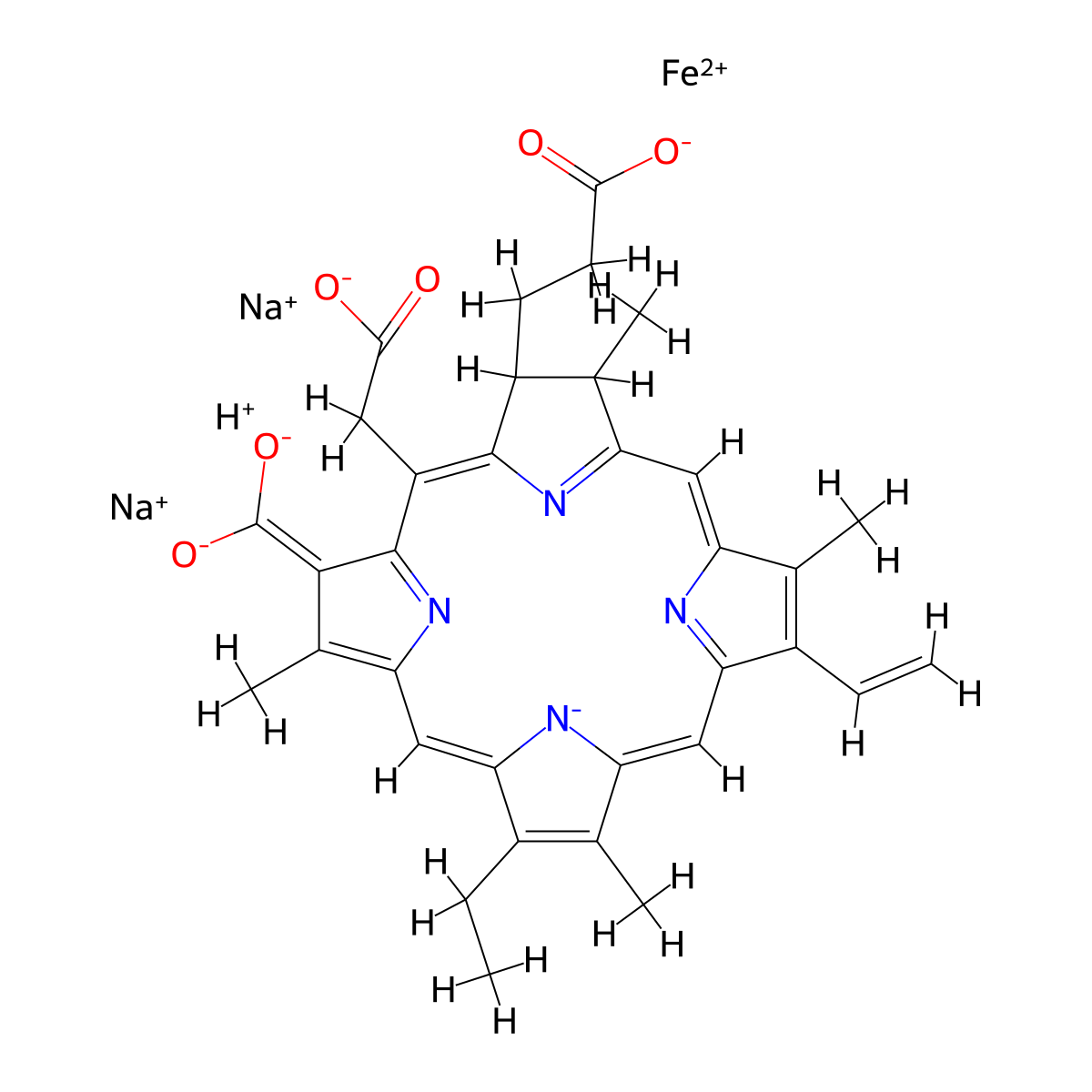 Iron(II) sodium chlorophyllin molecular structure, CAS 32627-52-4