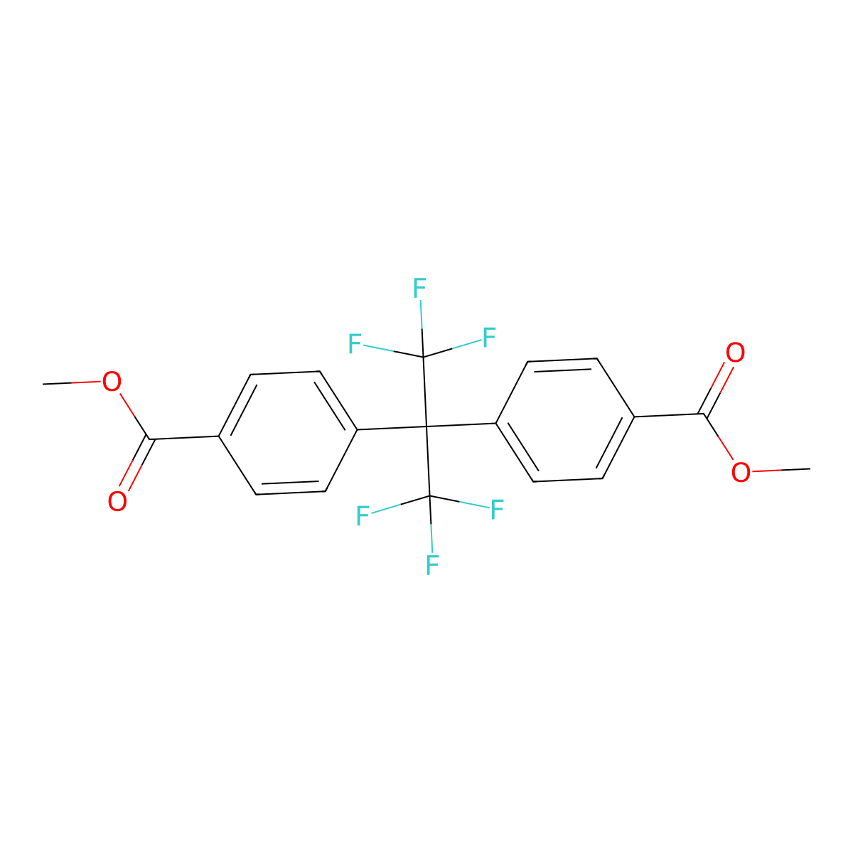 Methyl 4-[2,2,2-trifluoro-1-[4-(methoxycarbonyl)phenyl]-1-(trifluoromethyl)ethyl]benzoate molecular structure, CAS 32636-85-4