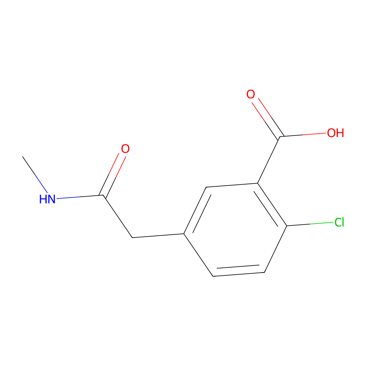 2-Chloro-5-[(methylcarbamoyl)methyl]benzoic acid molecular structure, CAS 32637-70-0