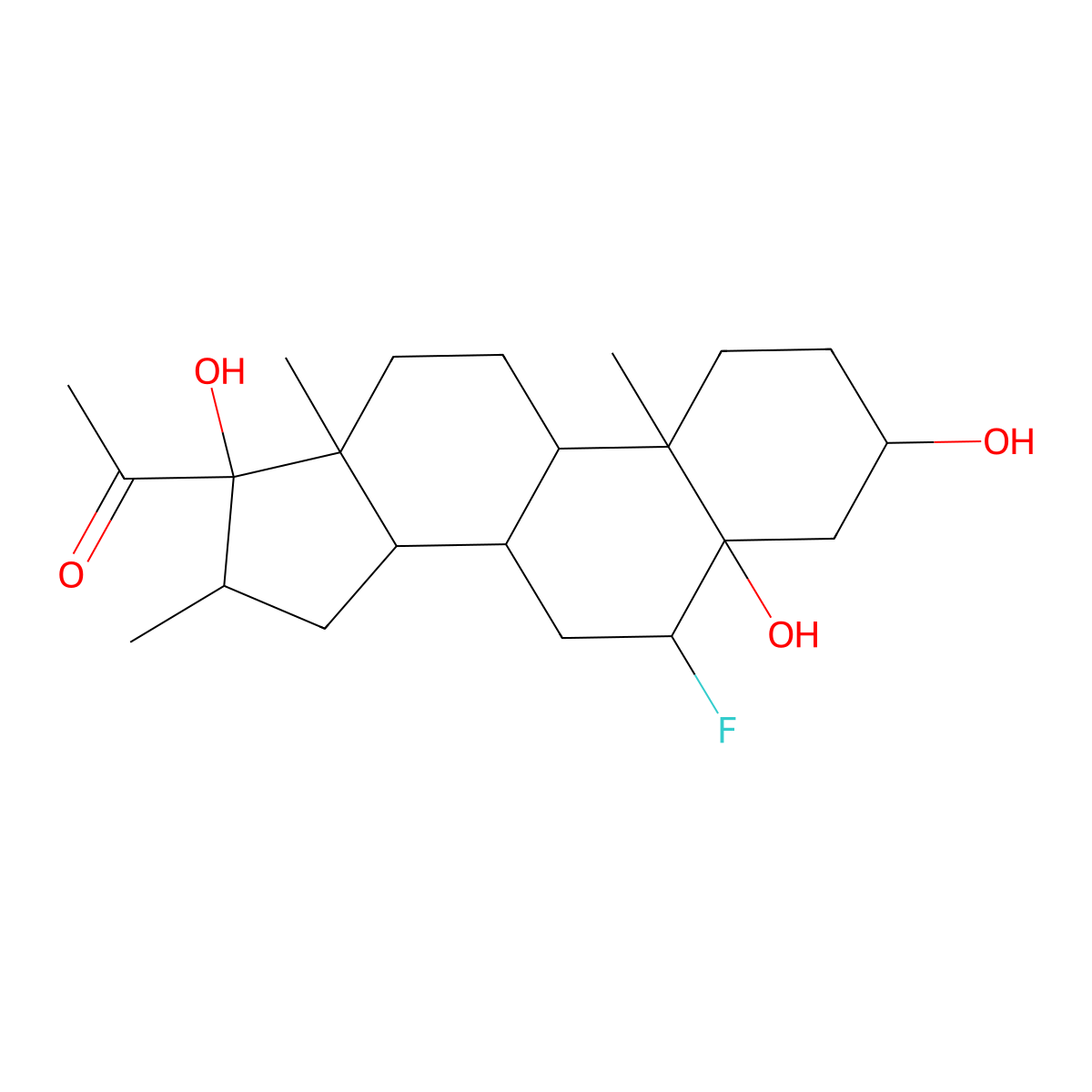 6beta-Fluoro-3beta,5alpha,17-trihydroxy-16alpha-methylpregnan-20-one molecular structure, CAS 3264-92-4