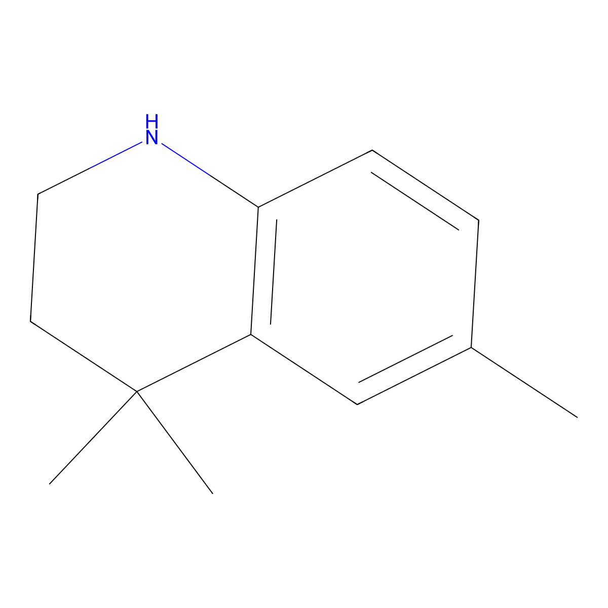 4,4,6-Trimethyl-1,2,3,4-tetrahydroquinoline molecular structure, CAS 32640-96-3