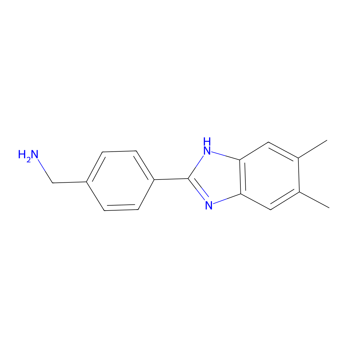 [4-(5,6-Dimethyl-1H-1,3-benzodiazol-2-yl)phenyl]methanamine molecular structure, CAS 326407-05-0