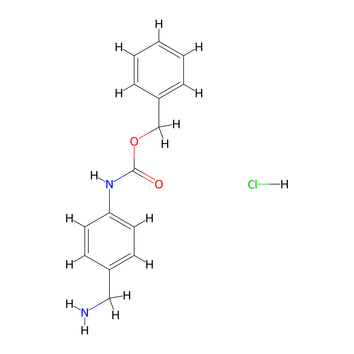 Benzyl (4-(aminomethyl)phenyl)carbamate hydrochloride molecular structure, CAS 326407-32-3