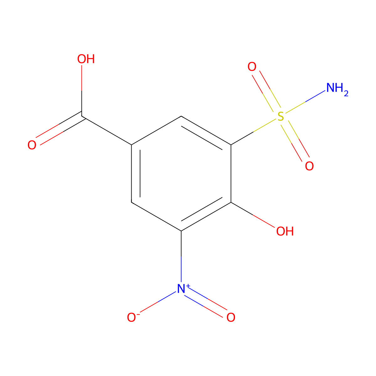 4-Hydroxy-3-nitro-5-sulfamoylbenzoic acid molecular structure, CAS 32642-56-1