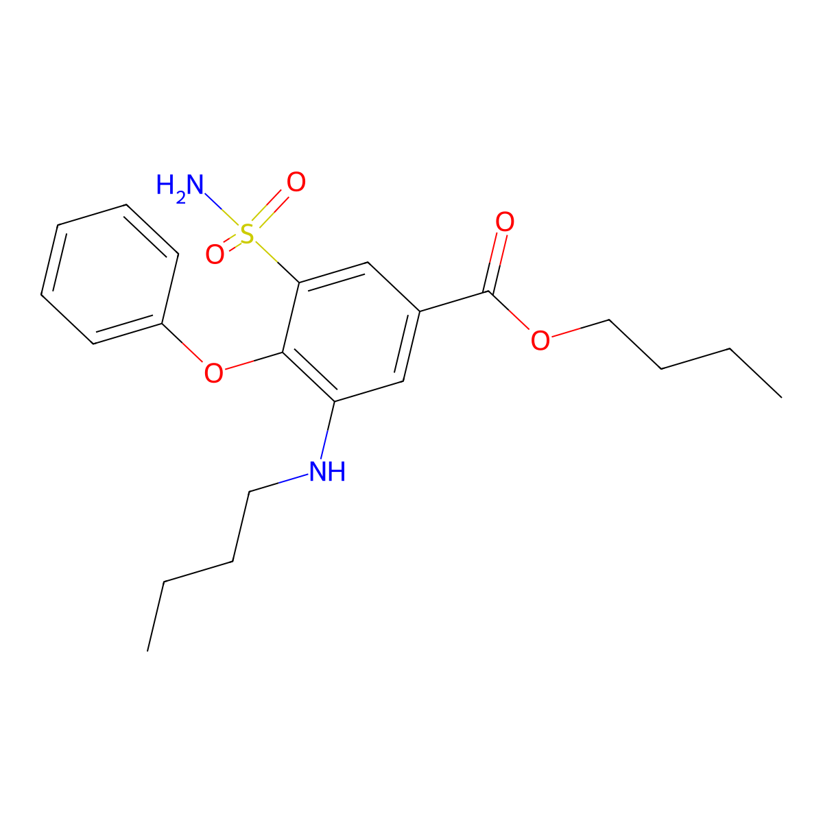Butyl 3-(aminosulfonyl)-5-(butylamino)-4-phenoxybenzoate molecular structure, CAS 32643-00-8
