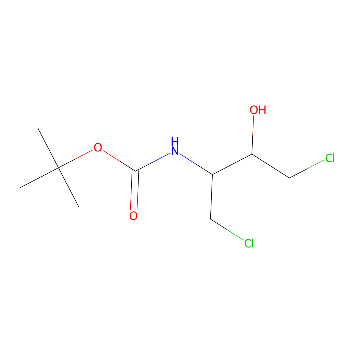 2R-(t-Boc)amino-1,4-dichloro-3S-hydroxybutane molecular structure, CAS 326479-99-6