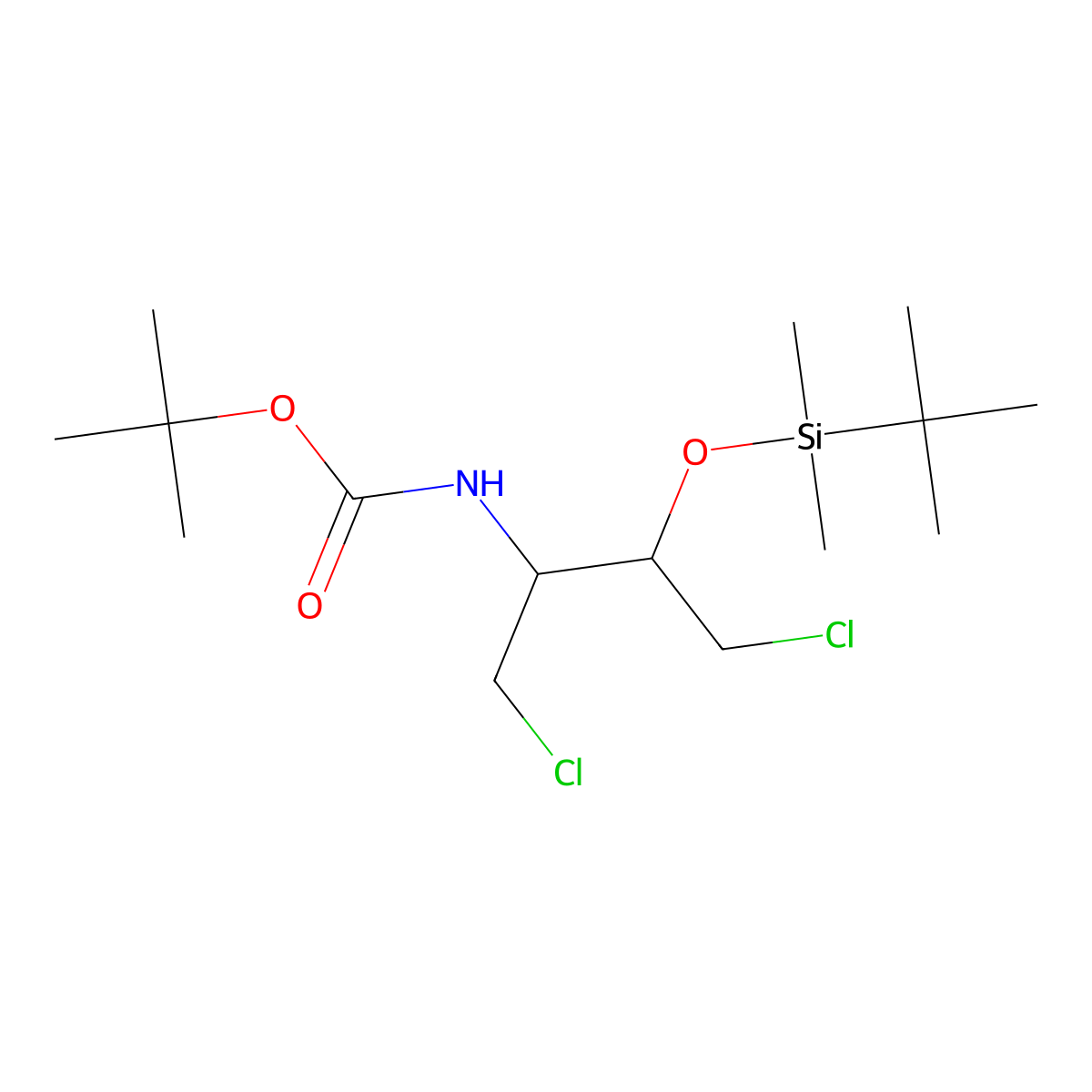 2S-t-Butyldimethylsilyloxy-3R-(t-Boc)-amino-1,4-dichlorobutane molecular structure, CAS 326480-00-6