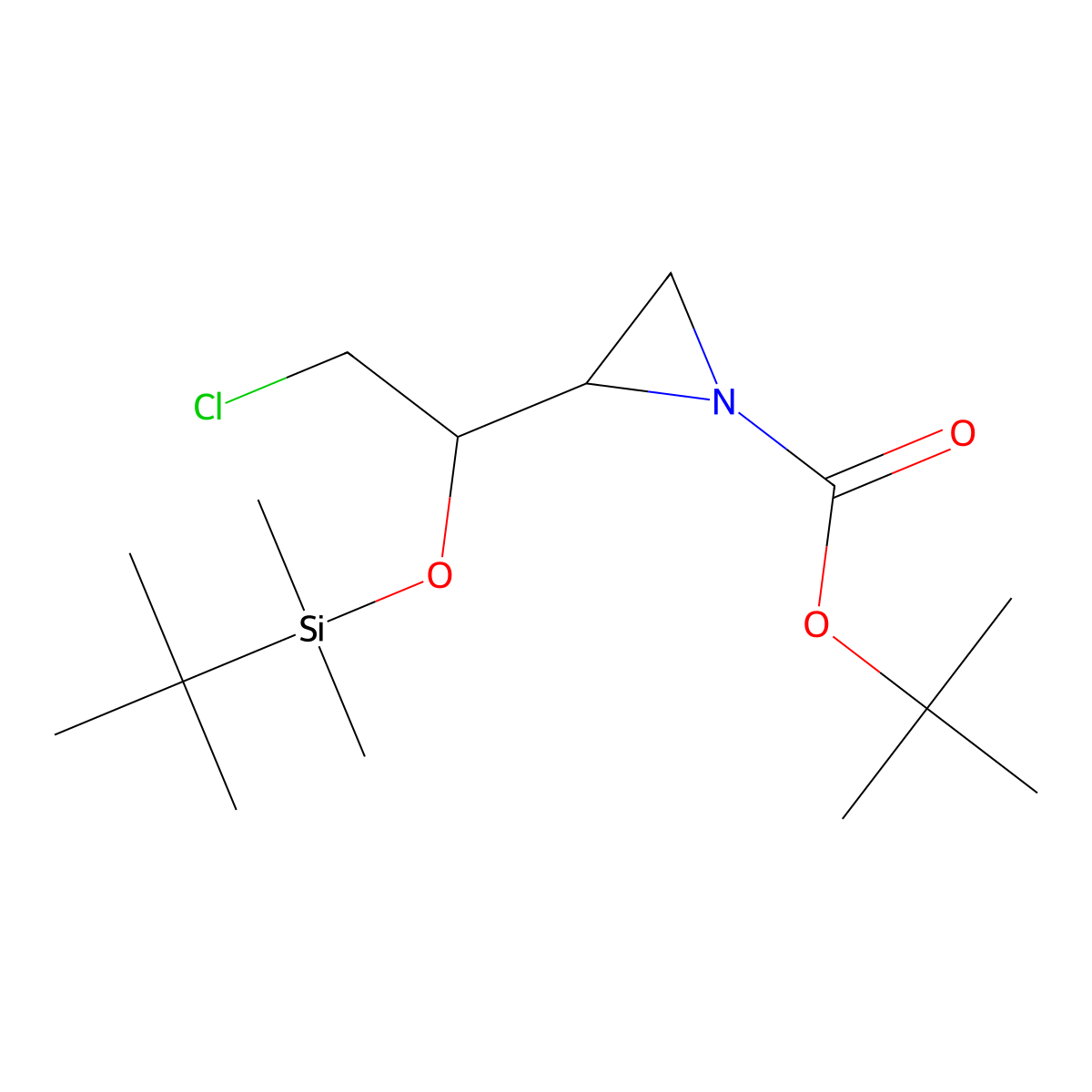 N-t-Boc-2S-1S-butyldimethylsilyloxy-2-chloroethyl)aziridine molecular structure, CAS 326480-01-7