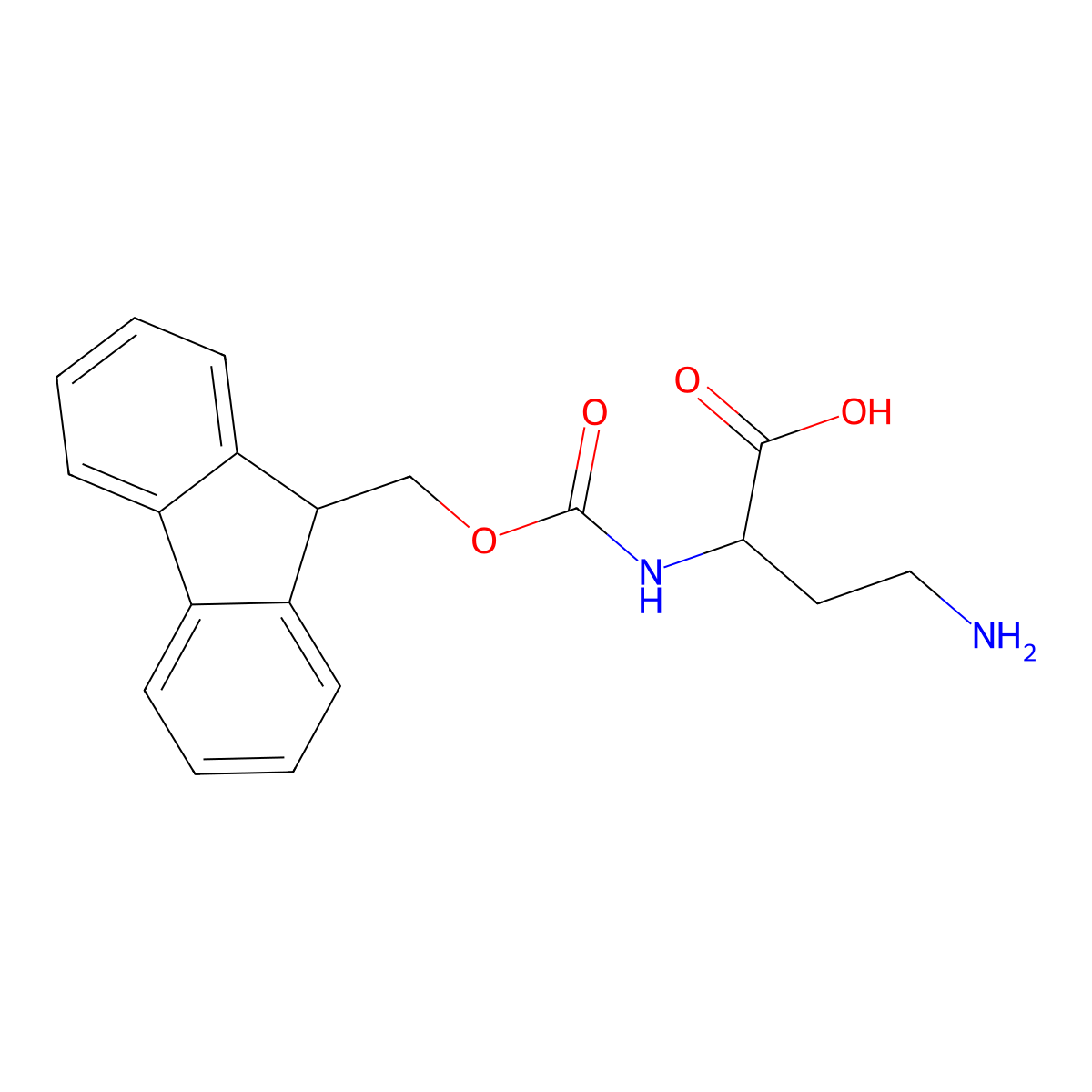 (2R)-4-amino-2-(9H-fluoren-9-ylmethoxycarbonylamino)butanoic Acid molecular structure, CAS 326486-42-4