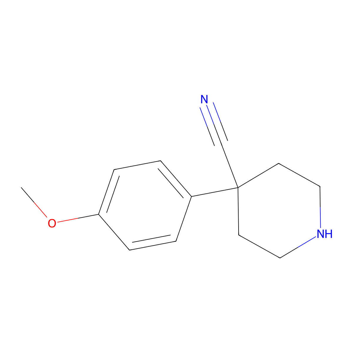 4-(4-Methoxyphenyl)piperidine-4-carbonitrile molecular structure, CAS 326488-08-8
