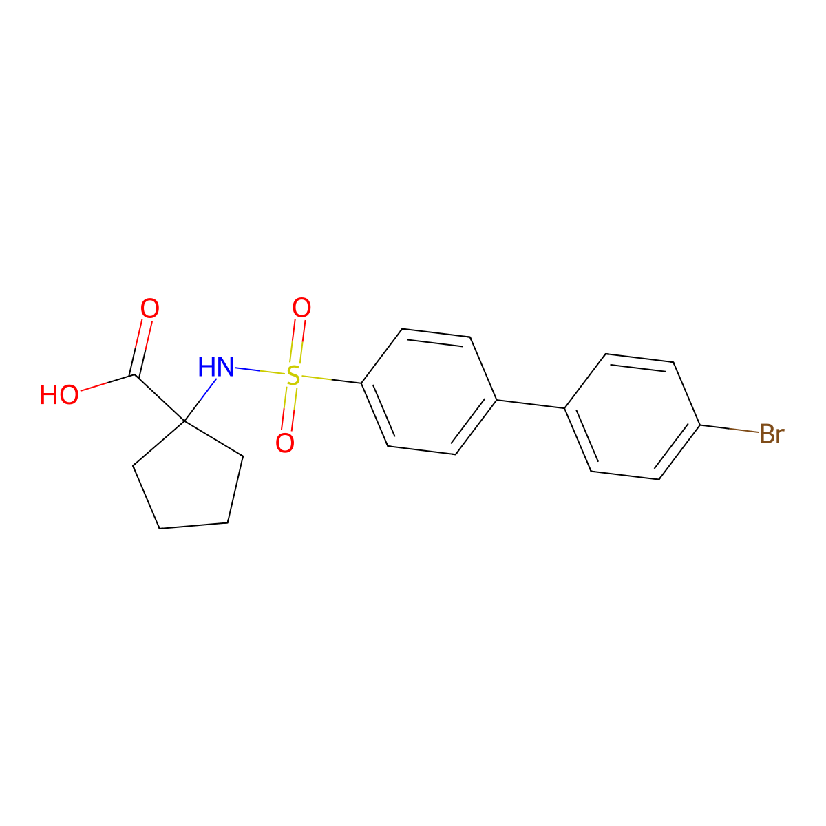 1-{4'-Bromo-[1,1'-biphenyl]-4-sulfonamido}cyclopentane-1-carboxylic acid molecular structure, CAS 326499-72-3