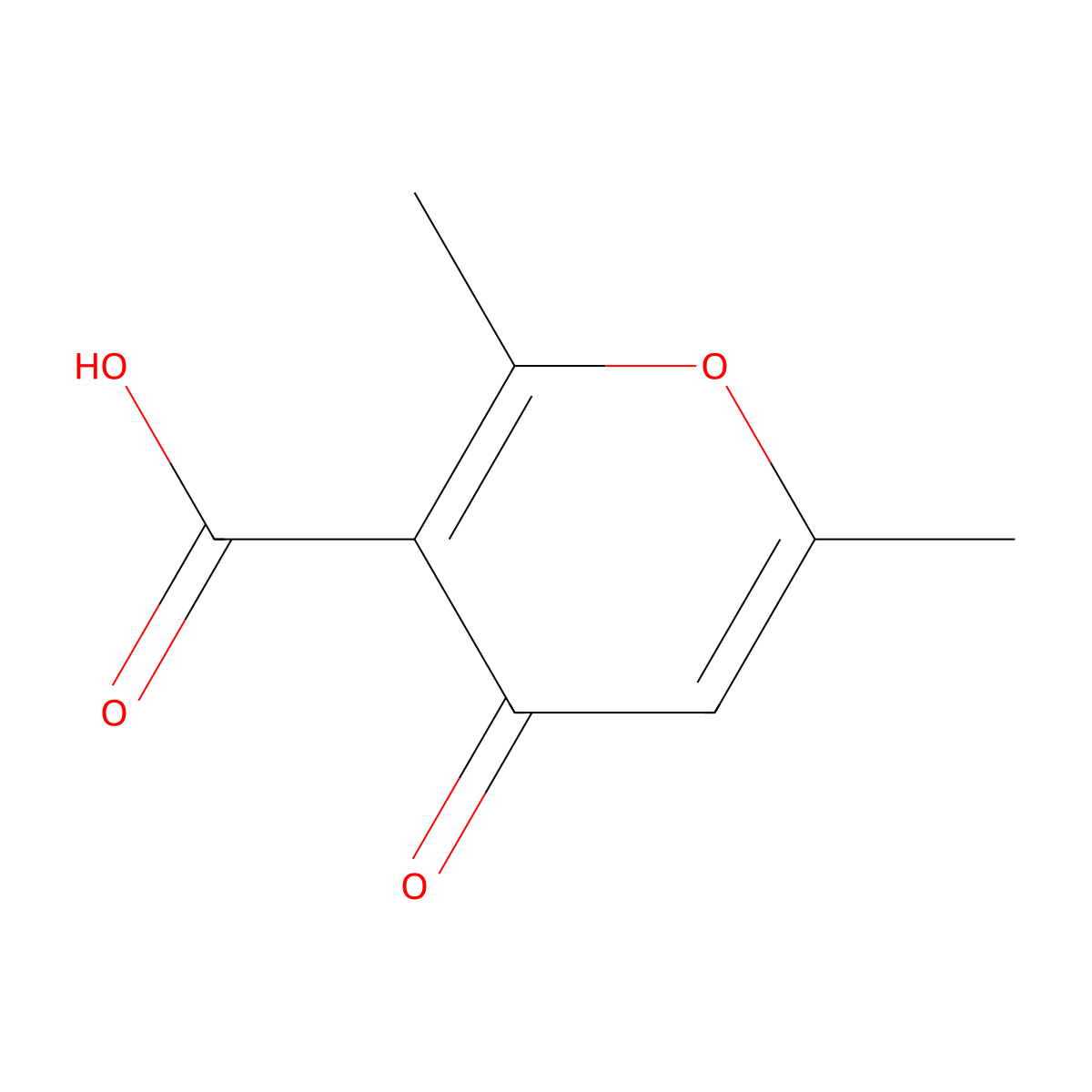 2,6-Dimethyl-4-oxo-4H-pyran-3-carboxylic acid molecular structure, CAS 3265-58-5