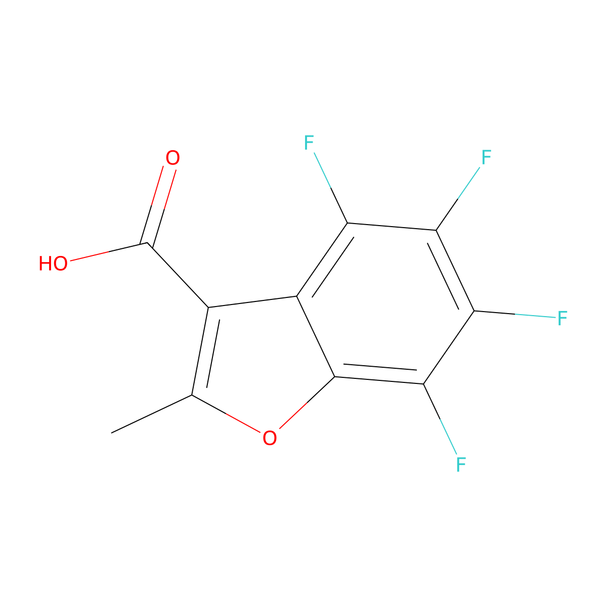 4,5,6,7-Tetrafluoro-2-methyl-1-benzofuran-3-carboxylic acid molecular structure, CAS 3265-72-3