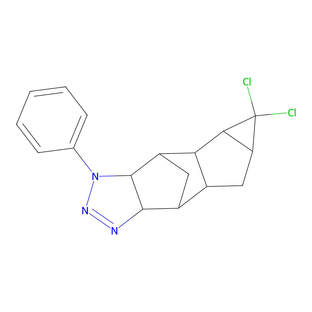 4,4-Dichloro-12-phenyl-10,11,12-triazapentacyclo[6.5.1.0(2,7).0(3,5).0(9,13)]tetradec-10-ene molecular structure, CAS 3265-86-9