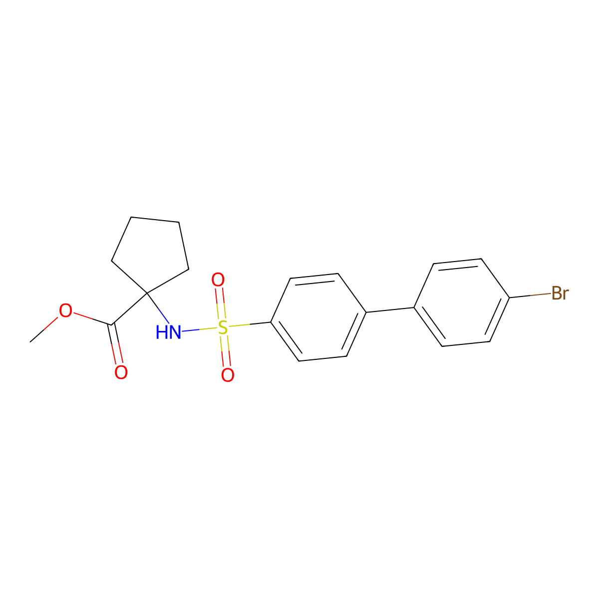 Methyl 1-[4-(4-bromophenyl)benzenesulfonamido]cyclopentane-1-carboxylate molecular structure, CAS 326500-04-3