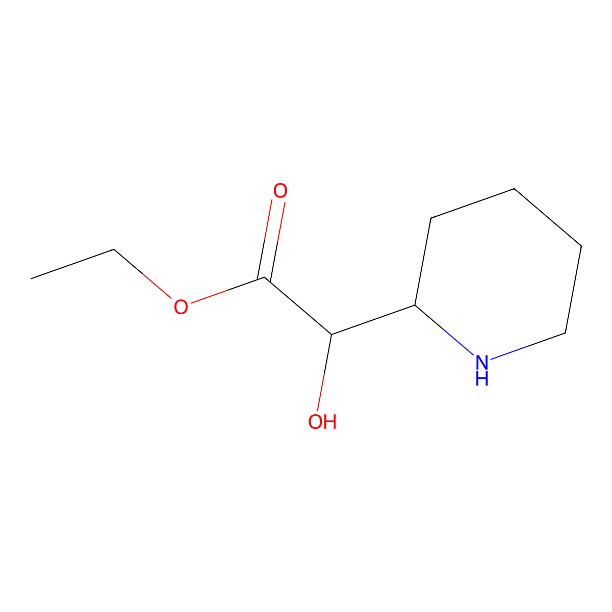 Ethyl 2-hydroxy-2-(piperidin-2-yl)acetate molecular structure, CAS 32656-76-1