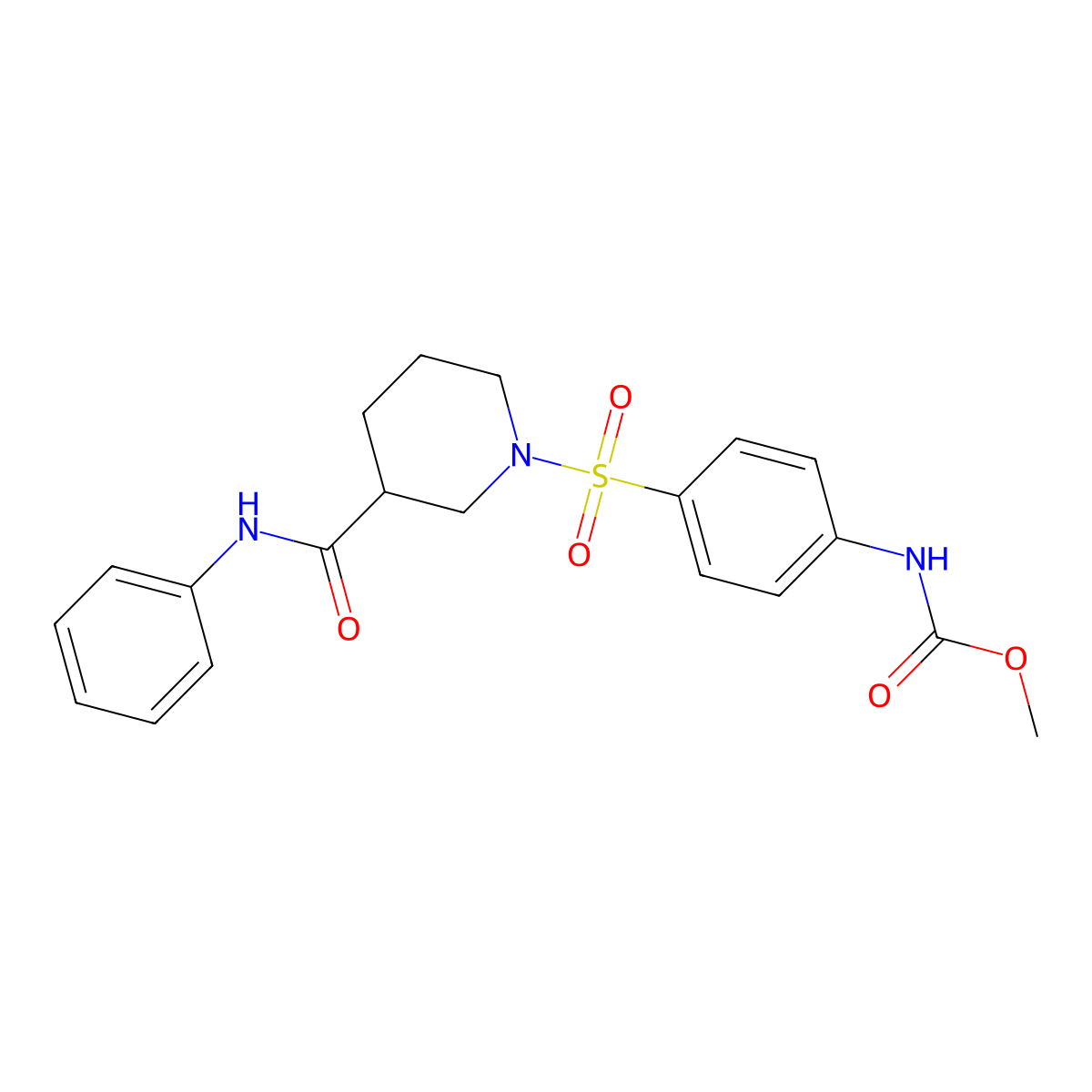 (1-{[4-(methoxycarbonylamino)phenyl]sulfonyl}(3-piperidyl))-N-benzamide molecular structure, CAS 326607-62-9